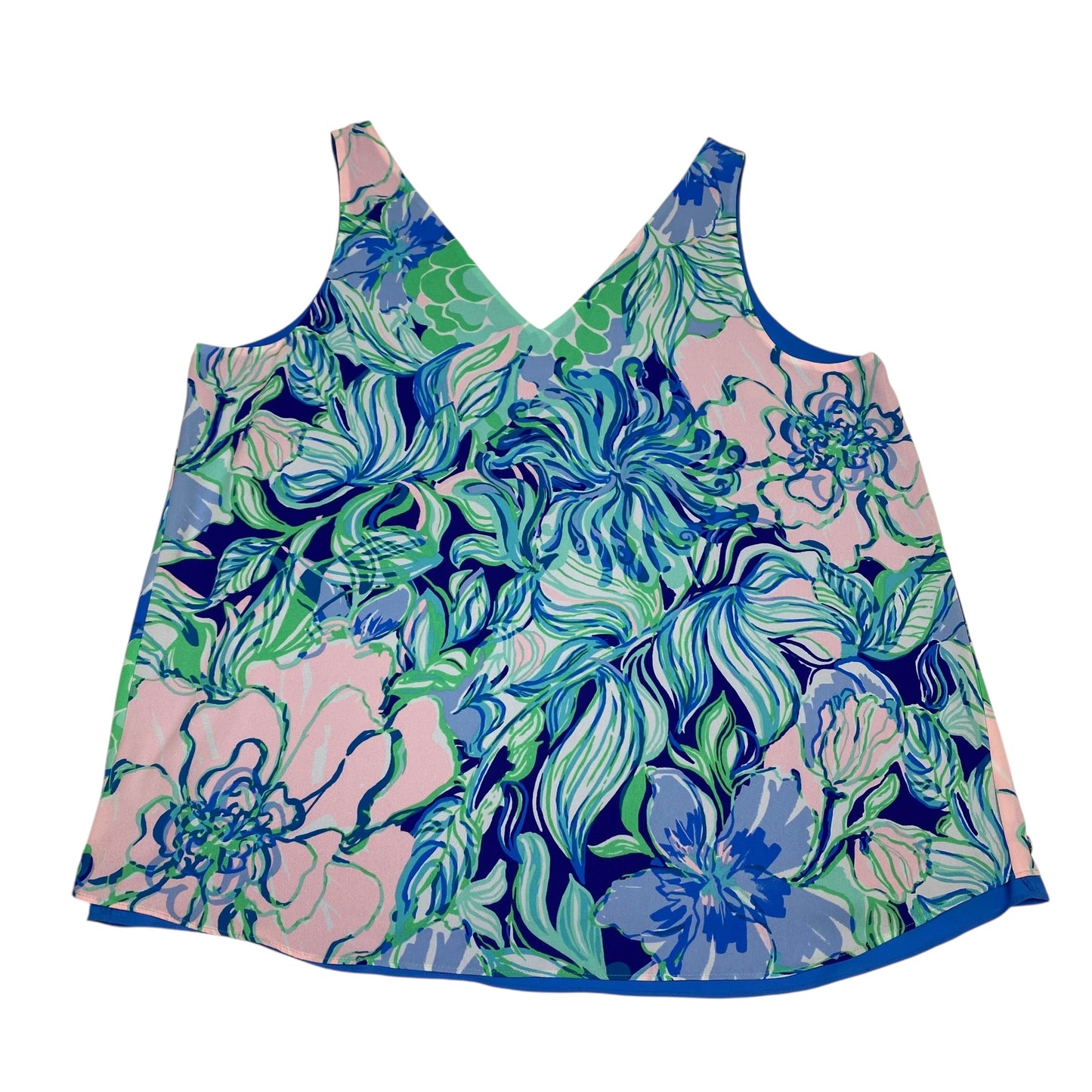 Top Sleeveless Designer By Lilly Pulitzer In Blue & Pink, Size:Xl
