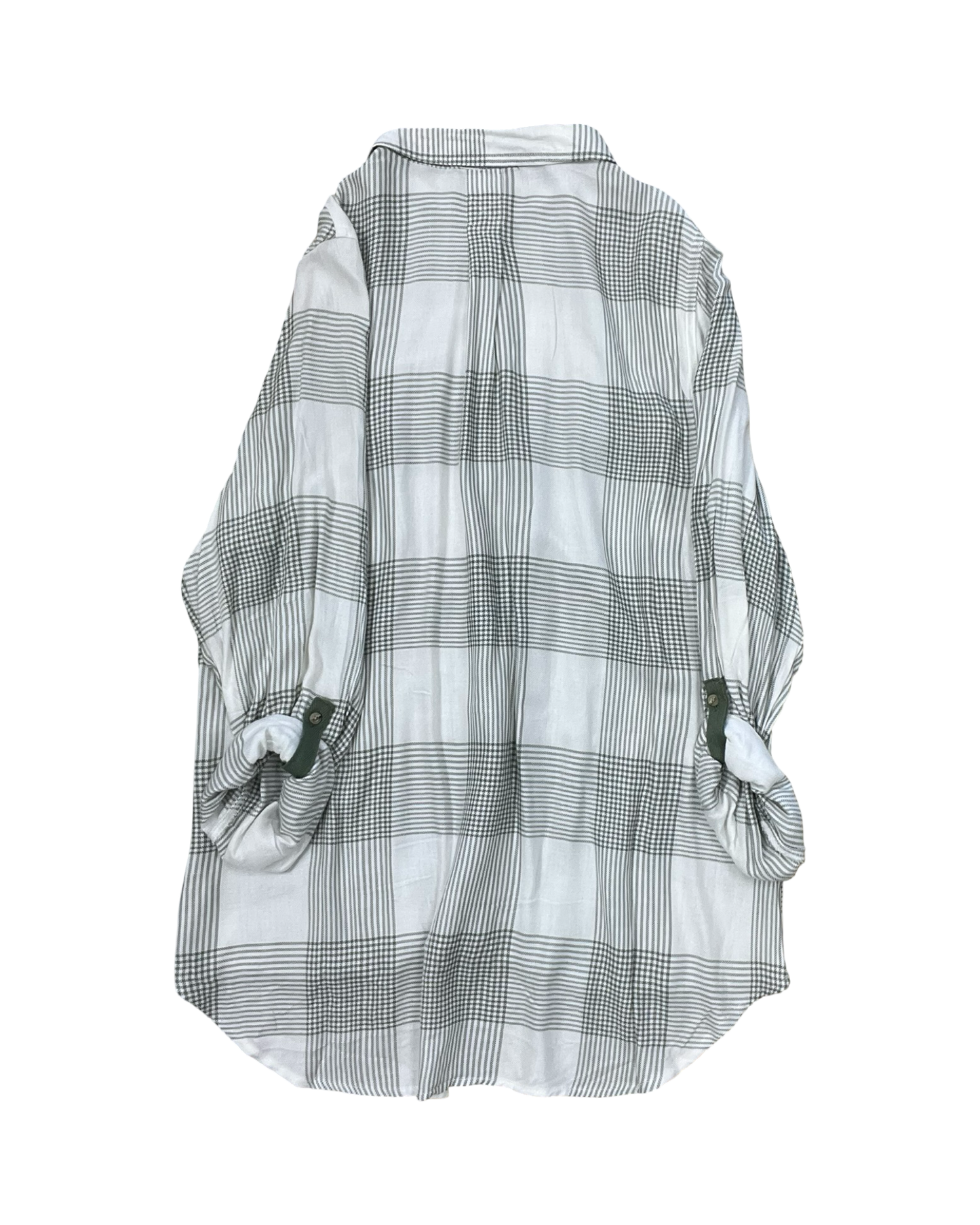 Blouse Ls By Maurices In Green & White, Size:2X