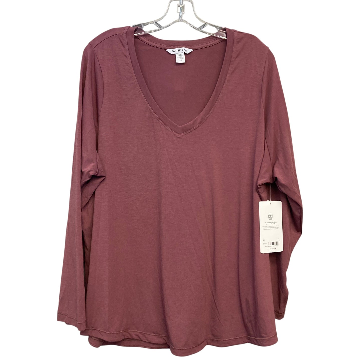 Athletic Top Ls Crewneck By Athleta In Mauve, Size:2X