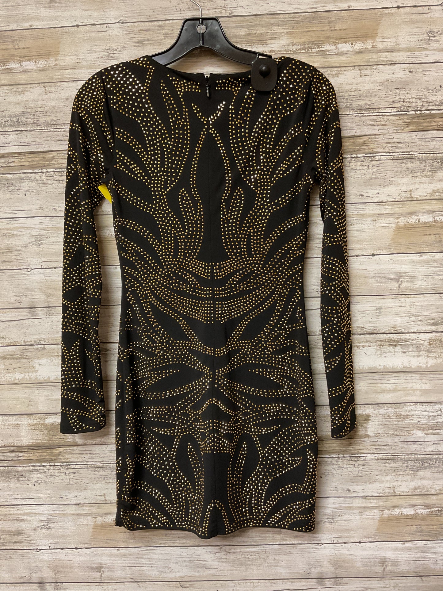 Dress Party Short By Bebe In Black & Gold, Size:Xs