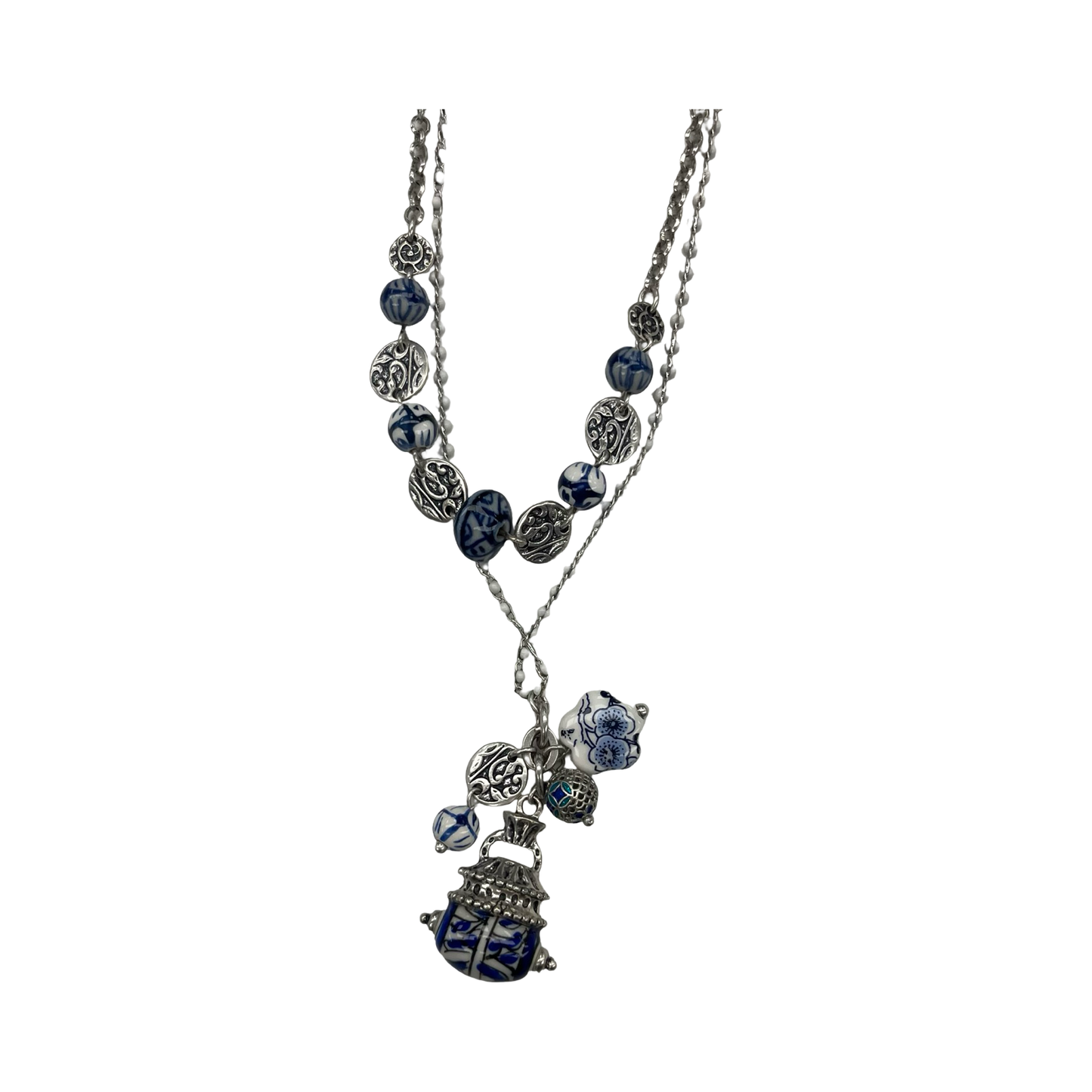 Necklace Layered By Clothes Mentor In Blue & Silver