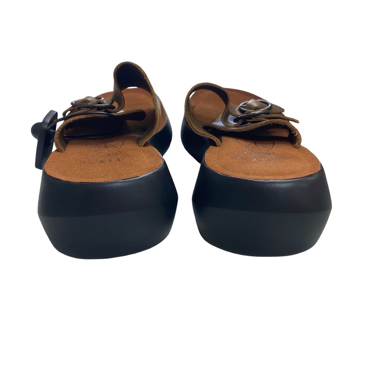 Sandals Heels Block By Fly London In Brown, Size:7.5