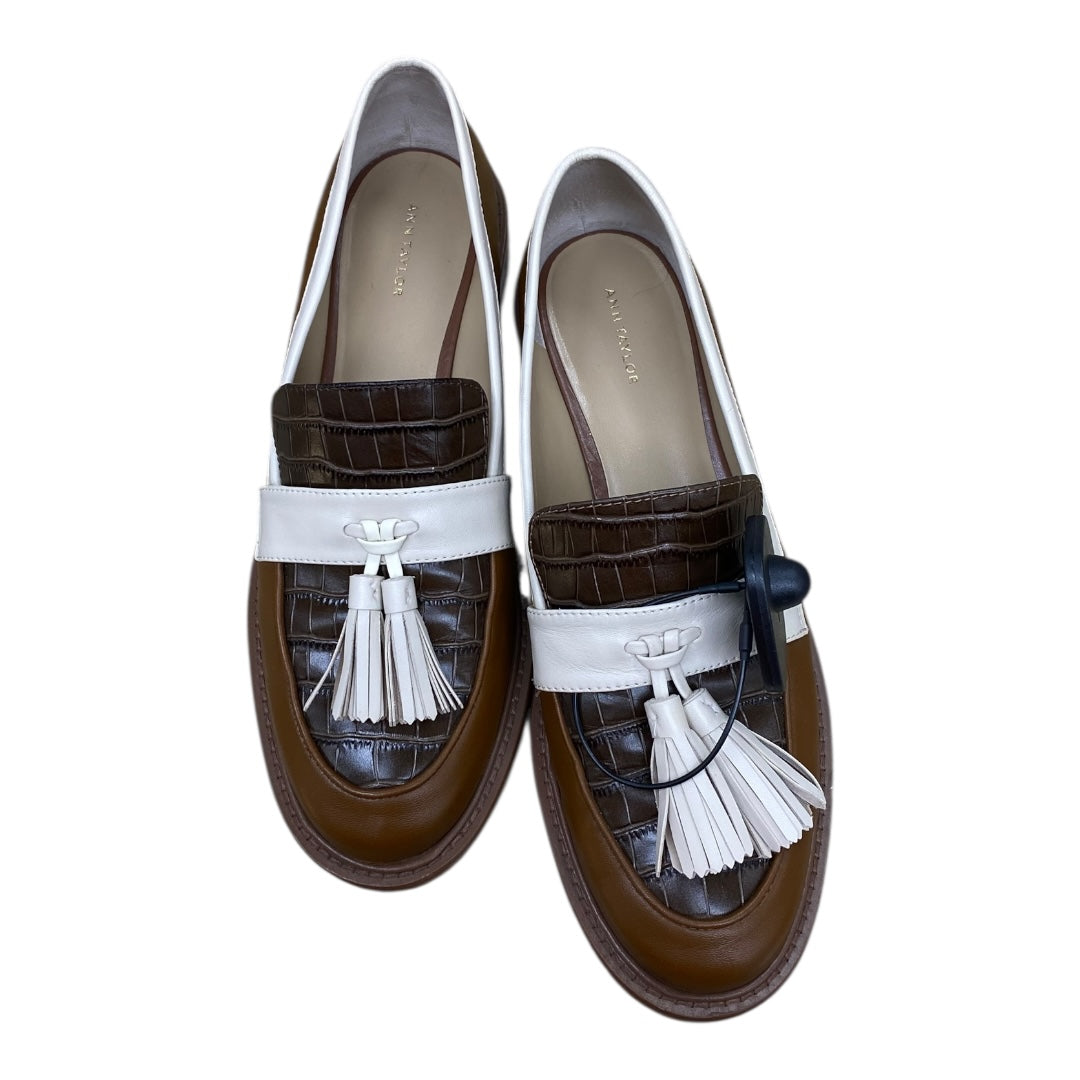 Shoes Heels Block By Ann Taylor In Brown & Cream, Size:8.5
