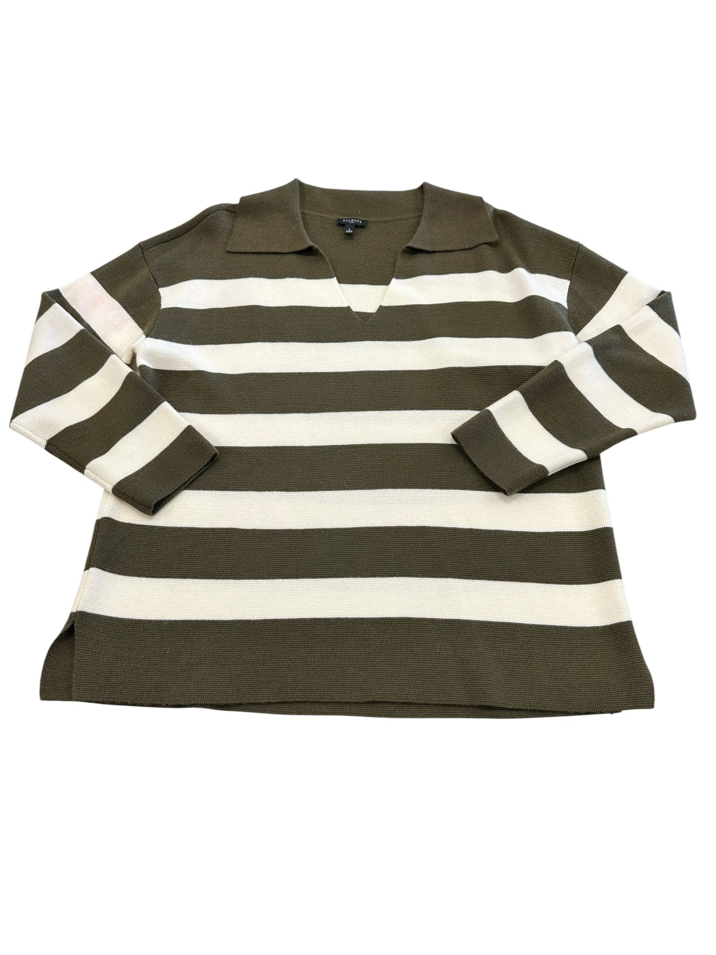Sweater By Talbots In Green & White, Size:Xl