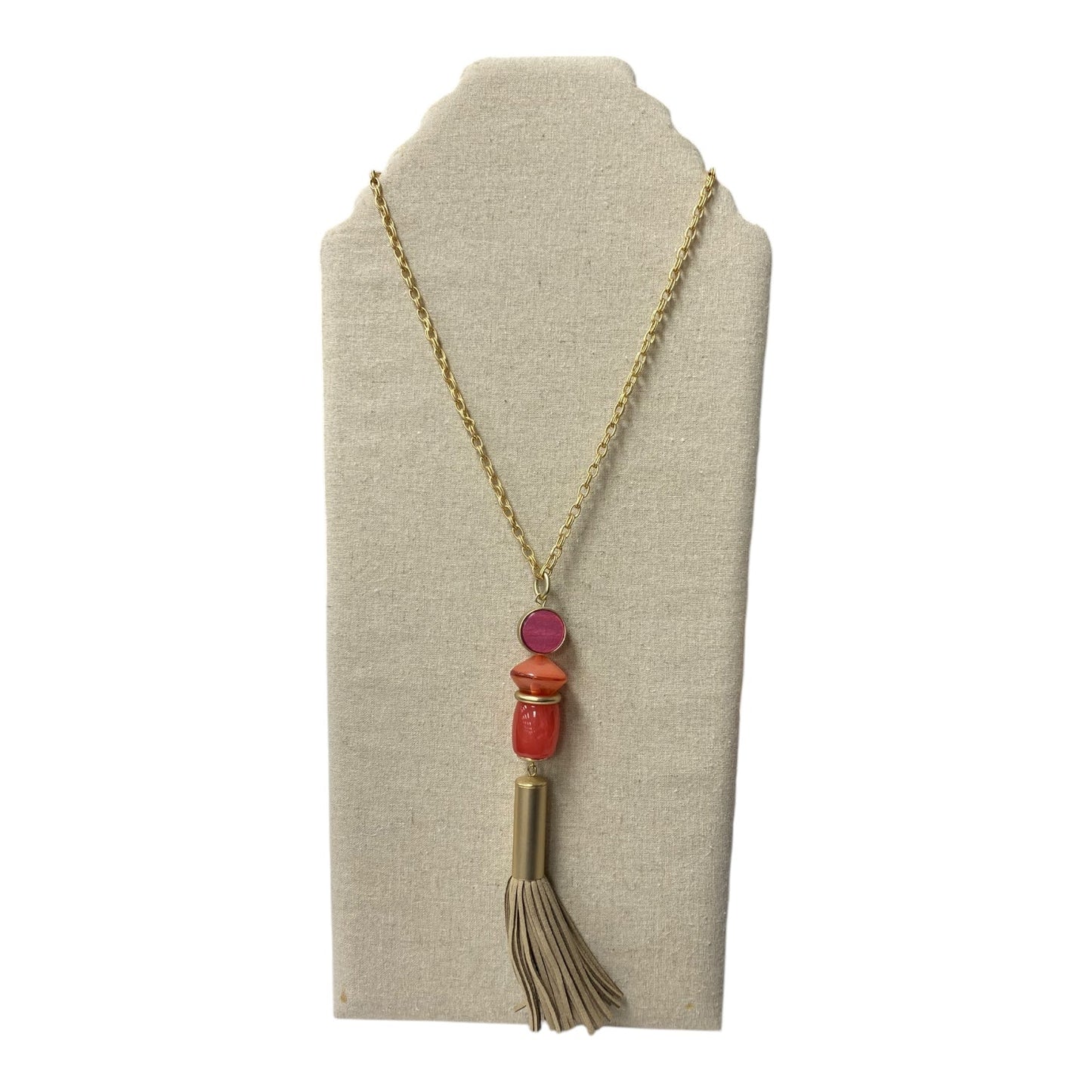 Necklace Pendant By Chicos In Gold & Pink