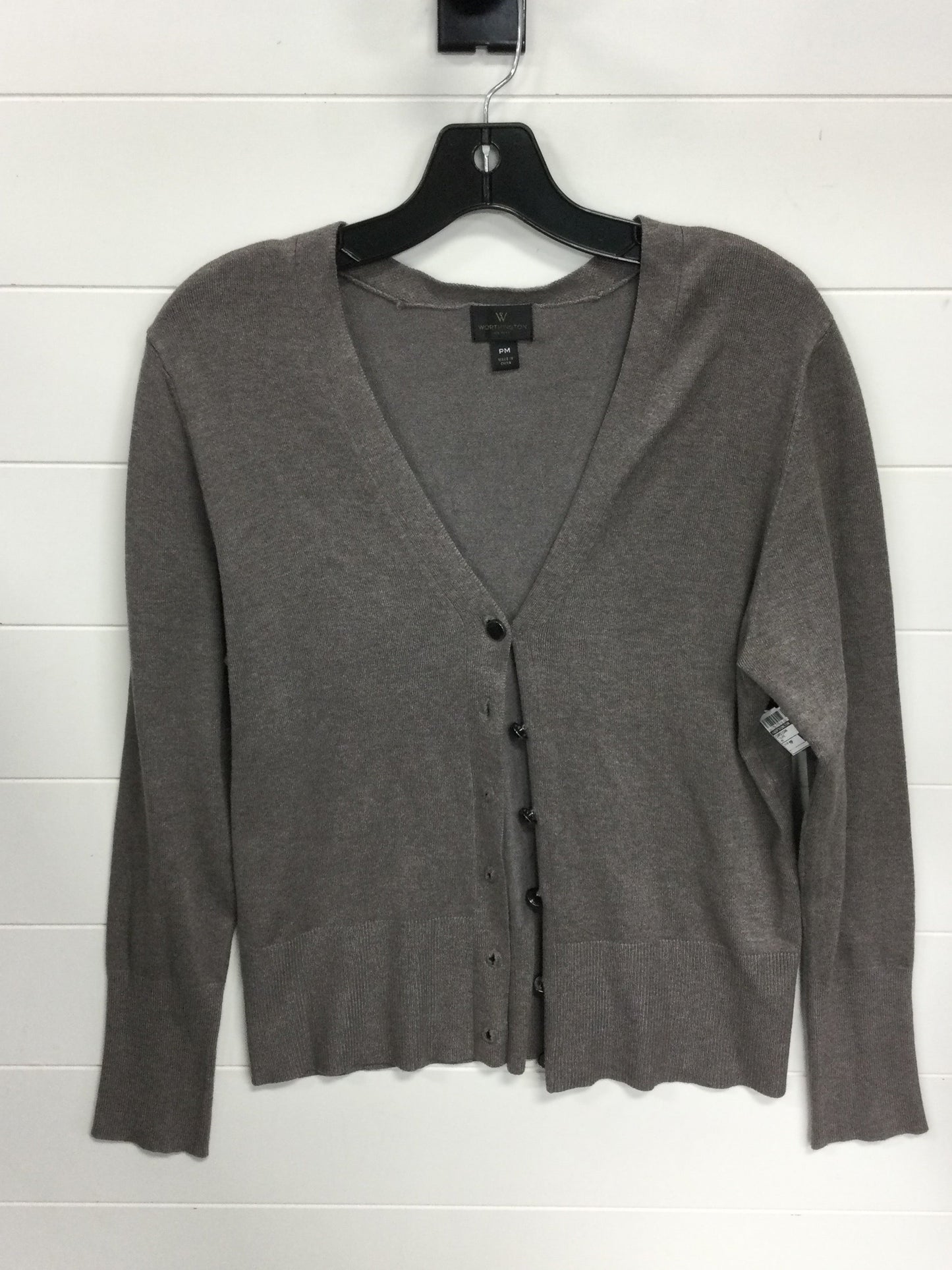 Cardigan By Worthington In Taupe, Size:Mp