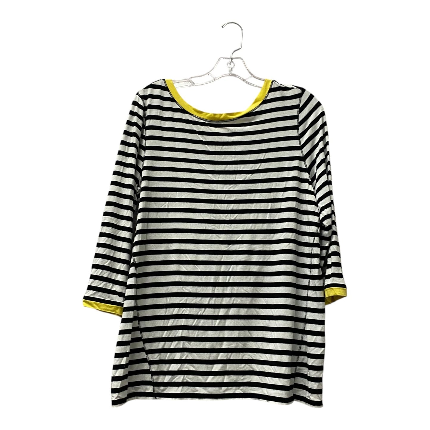 Top 3/4 Sleeve By Chicos In Black & White, Size:M