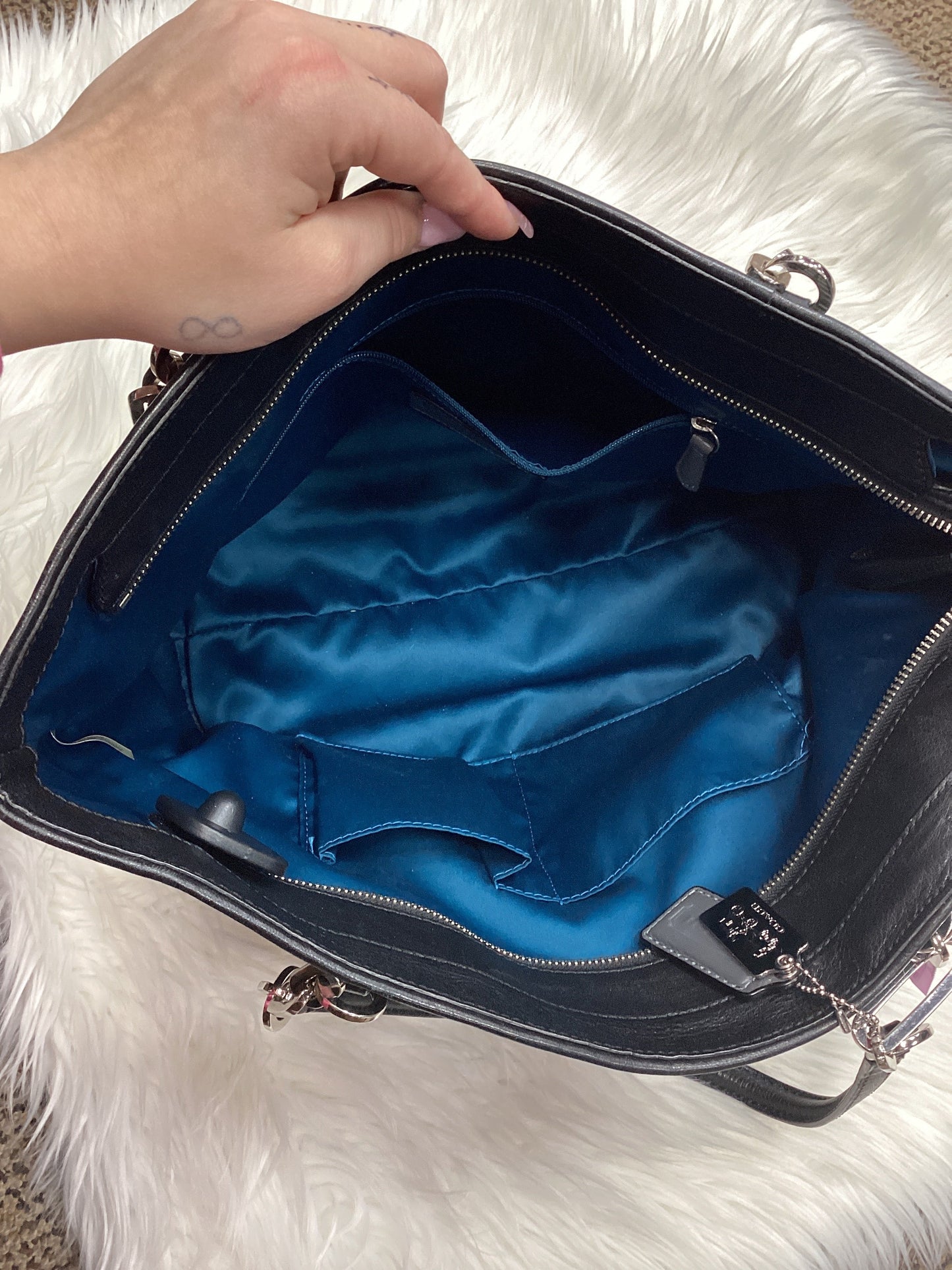 Handbag Designer By Coach In Black, Size:Medium