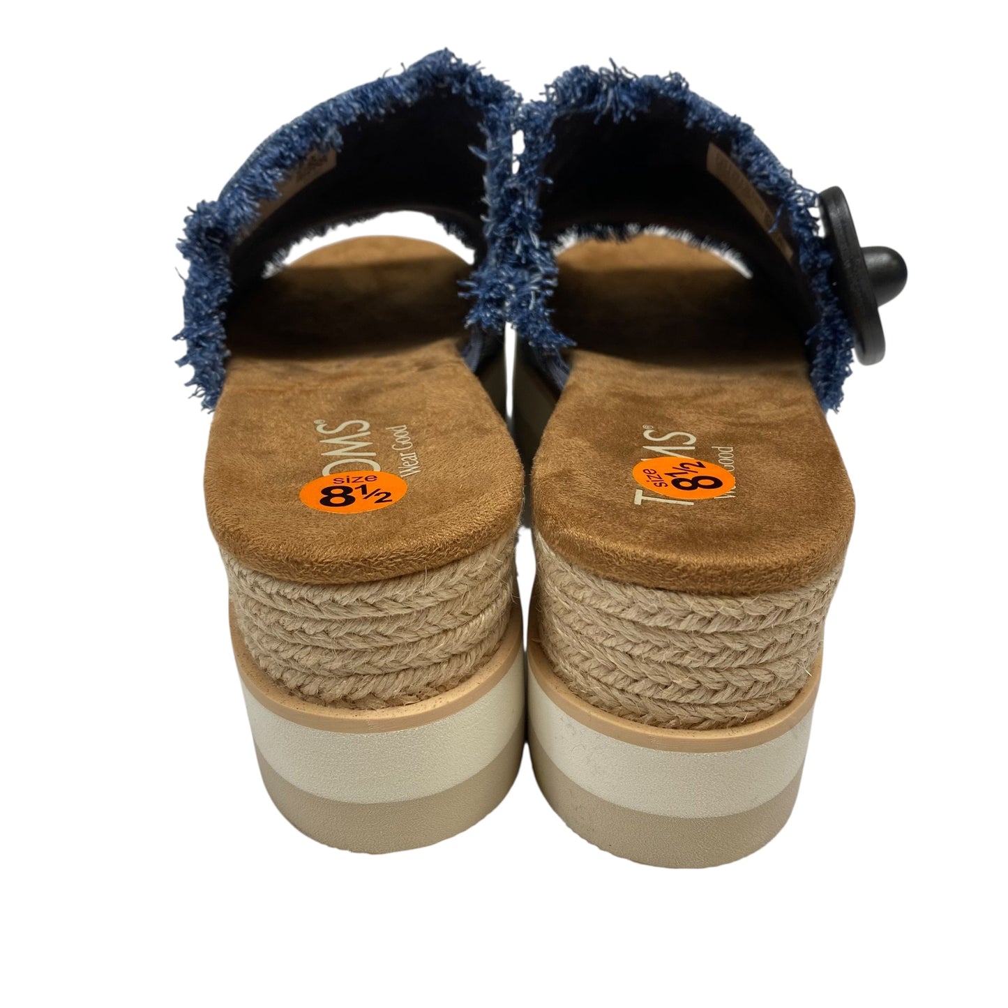 Sandals Heels Wedge By Toms In Blue, Size:8.5