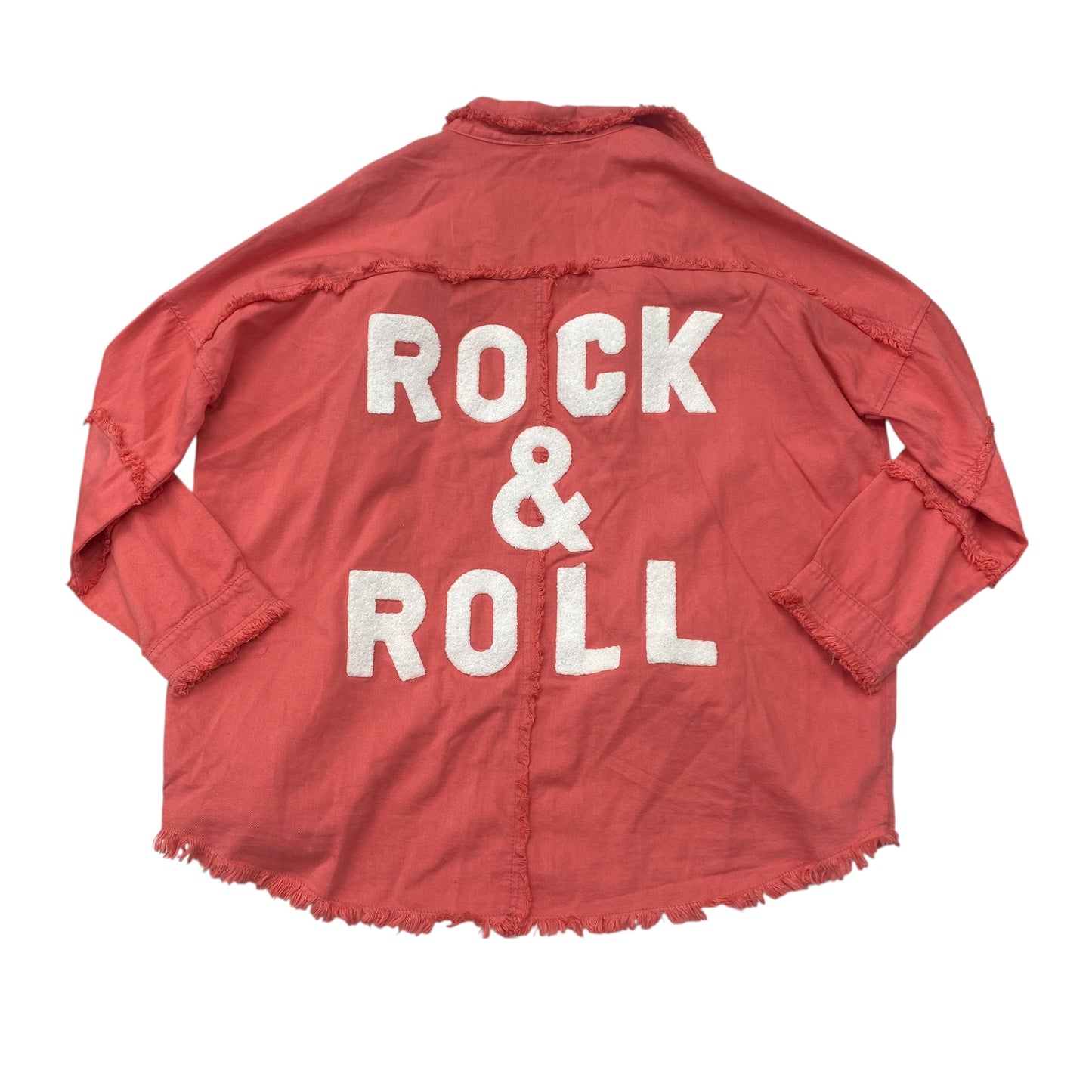 Jacket Denim By Elan In Pink Denim, Size:M