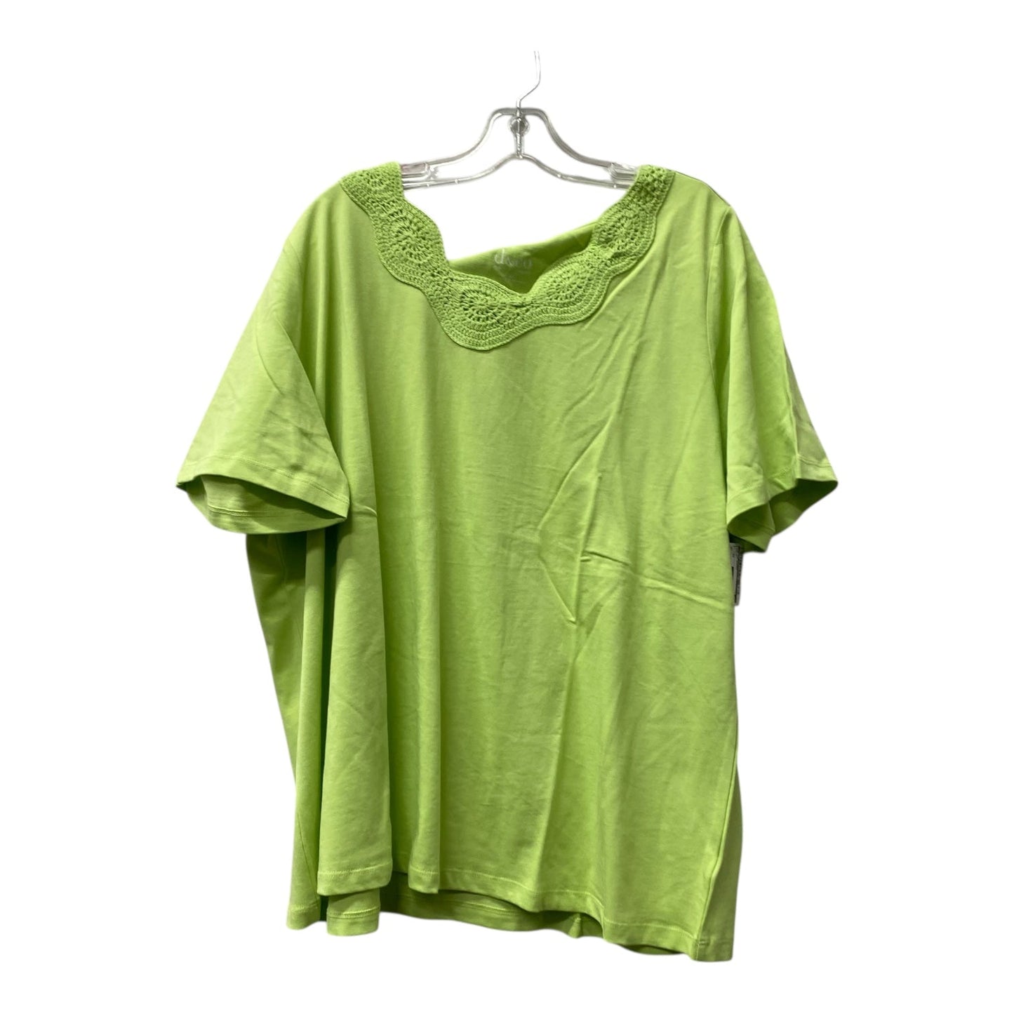 Top Ss Basic By Denim And Company In Green, Size:2X