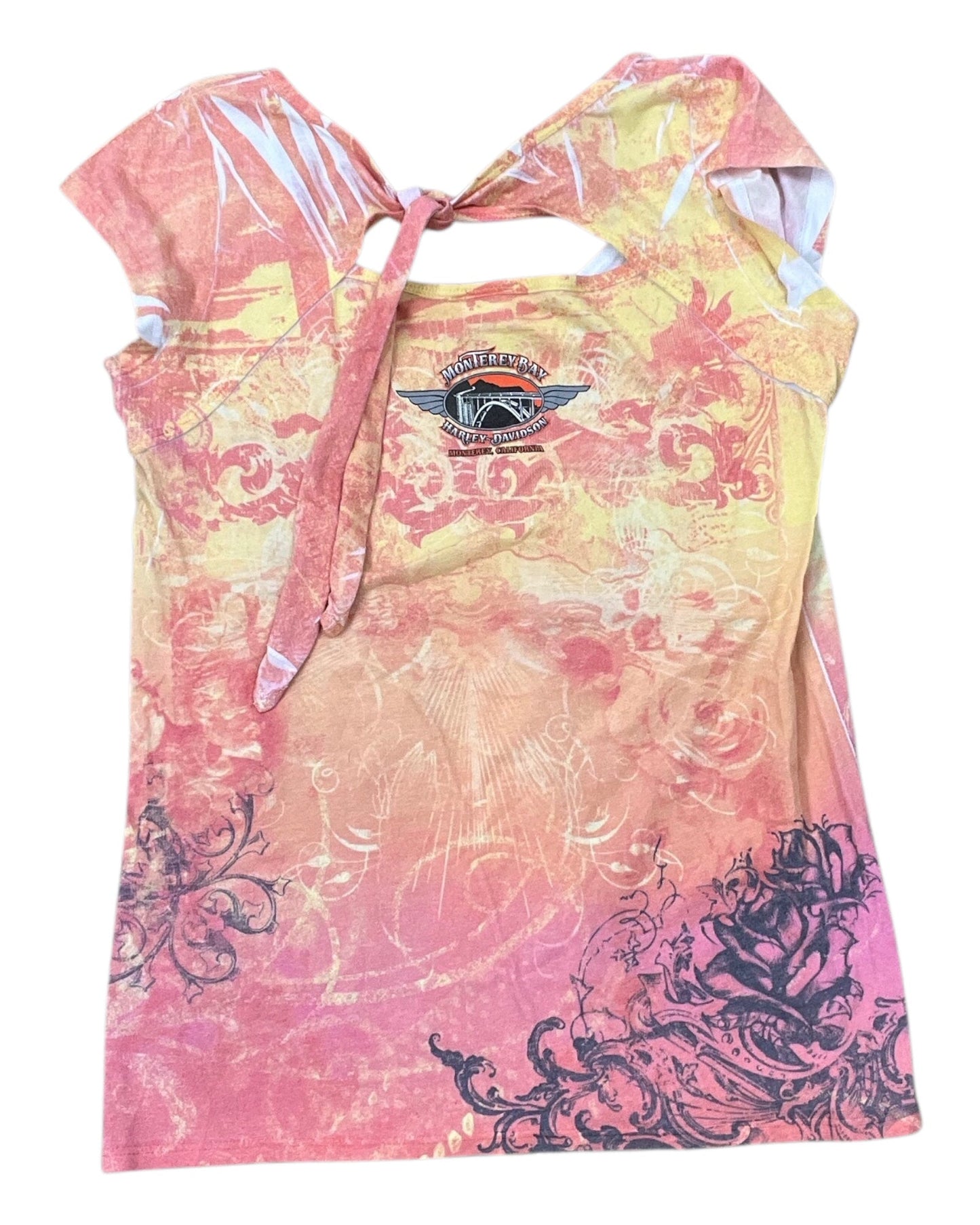 Top Sleeveless By Harley Davidson In Orange & Yellow, Size:Xl
