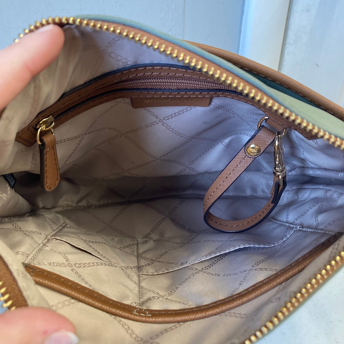 Crossbody Designer By Michael Kors In Green, Size:Medium