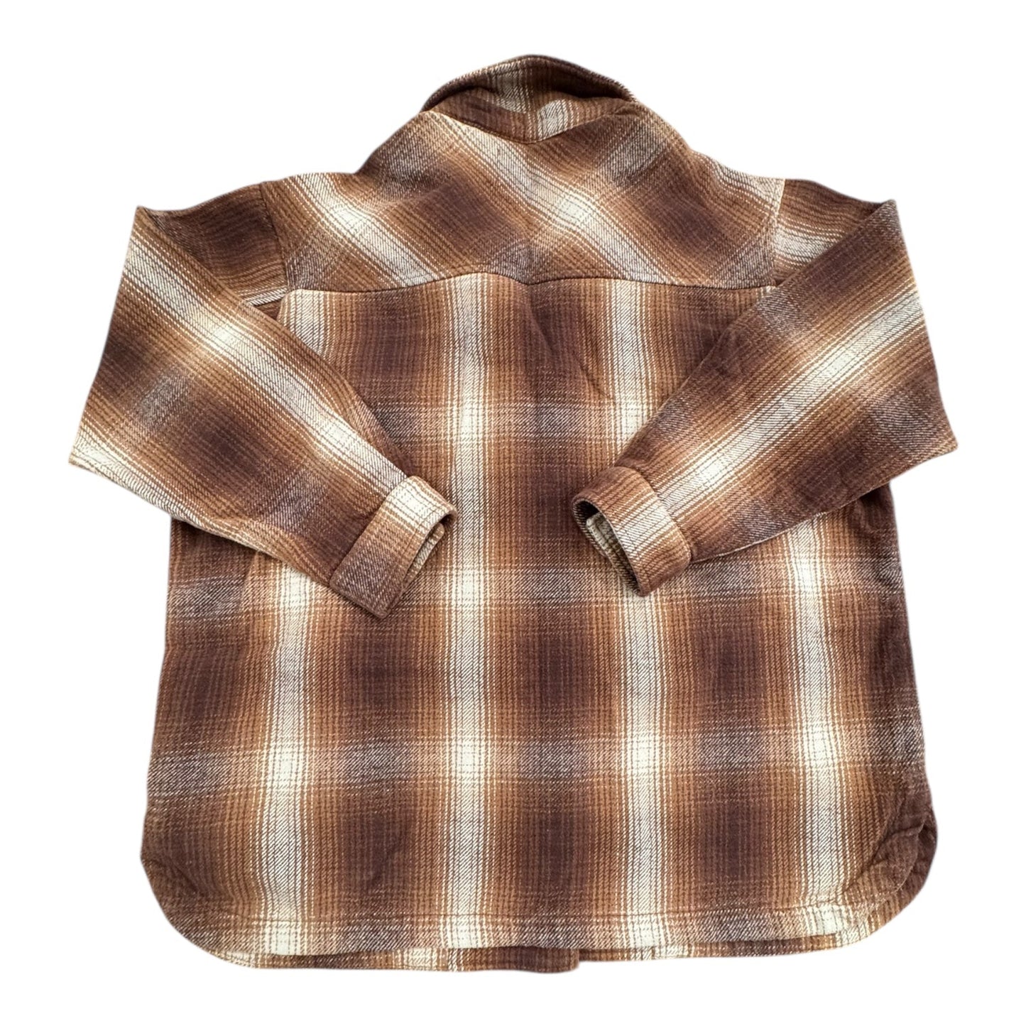 Jacket Shirt By Lucky Brand In Brown, Size:L