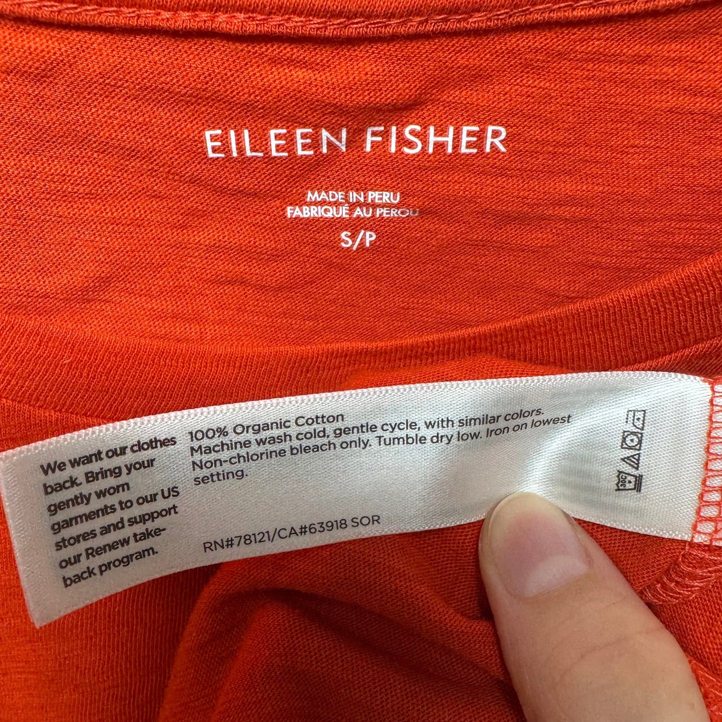 Top Short Sleeve Basic By Eileen Fisher In Orange, Size: S