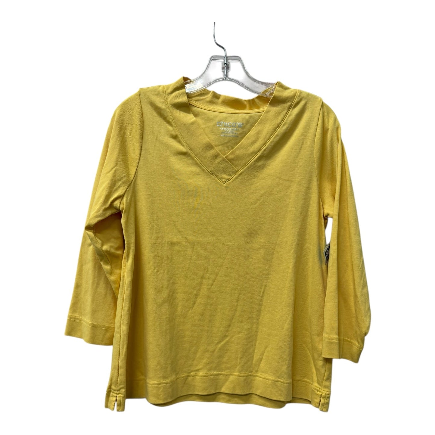 Top 3/4 Sleeve By Chicos In Yellow, Size:M