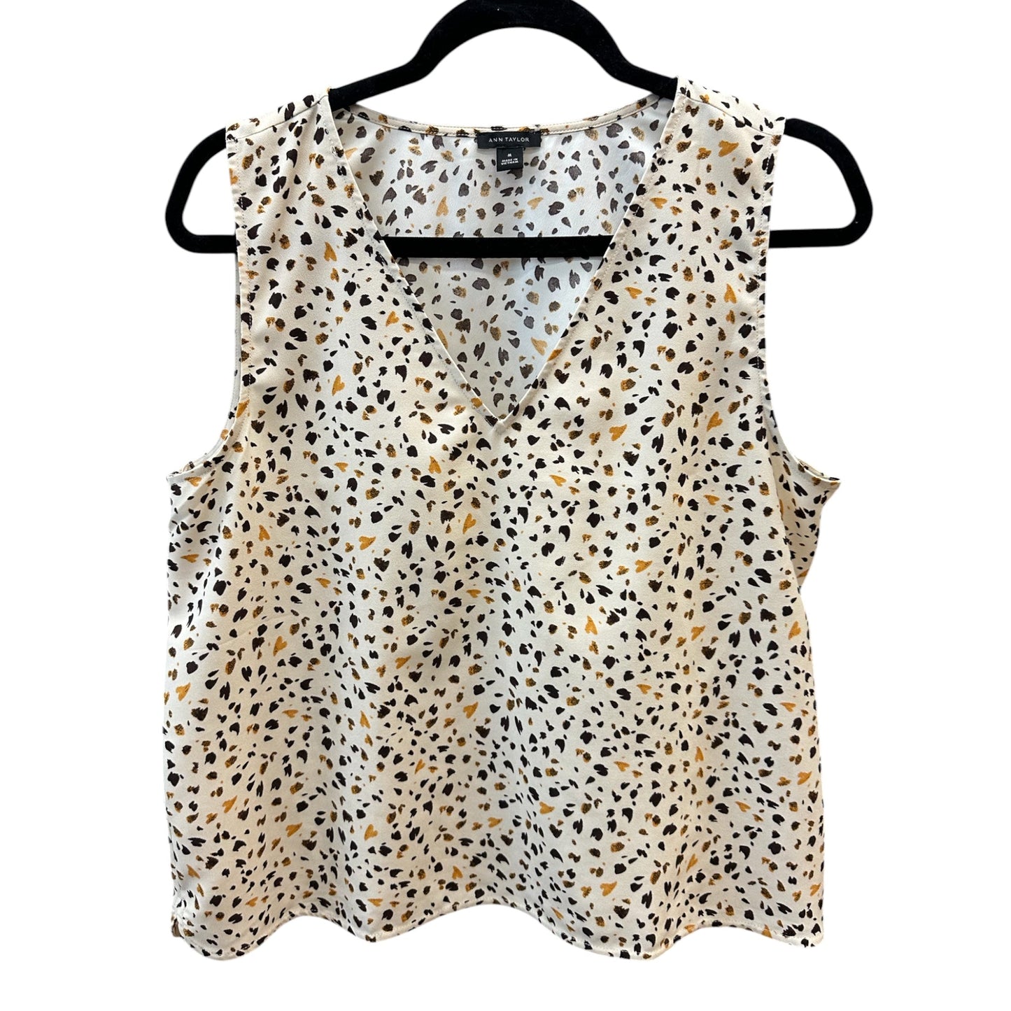 Blouse Sleeveless By Ann Taylor In Brown & Cream, Size:M