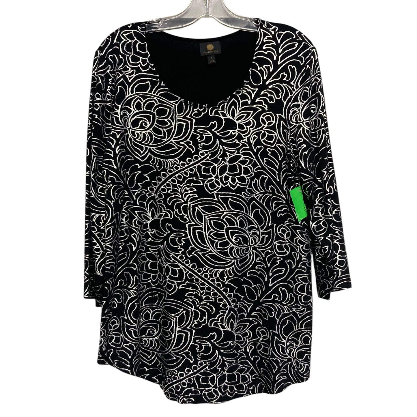 Top Ls By Jm Collections In Black & Silver, Size:S