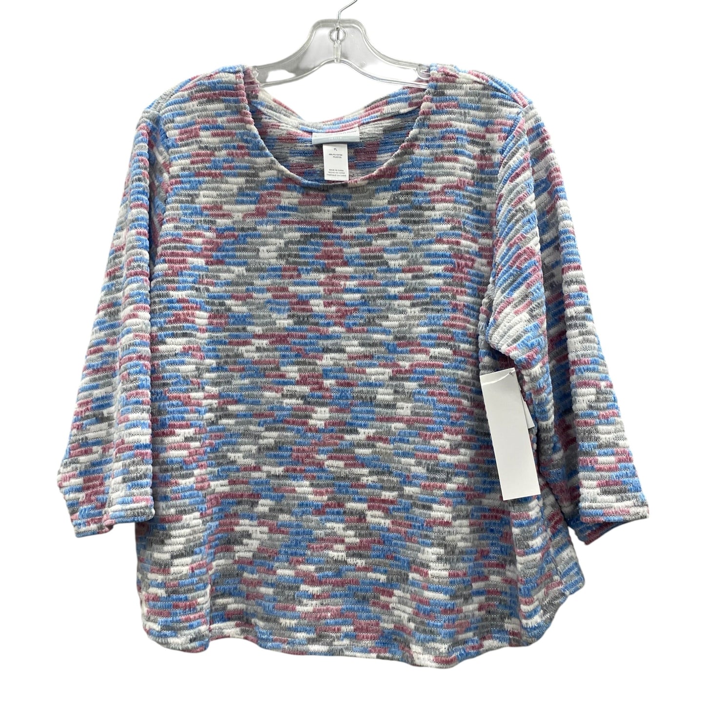 Top 3/4 Sleeve By Alfred Dunner In Blue & Pink, Size:Lp