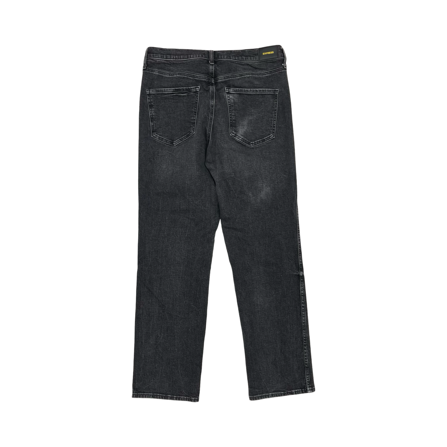 Jeans Straight By Express In Black Denim, Size:14