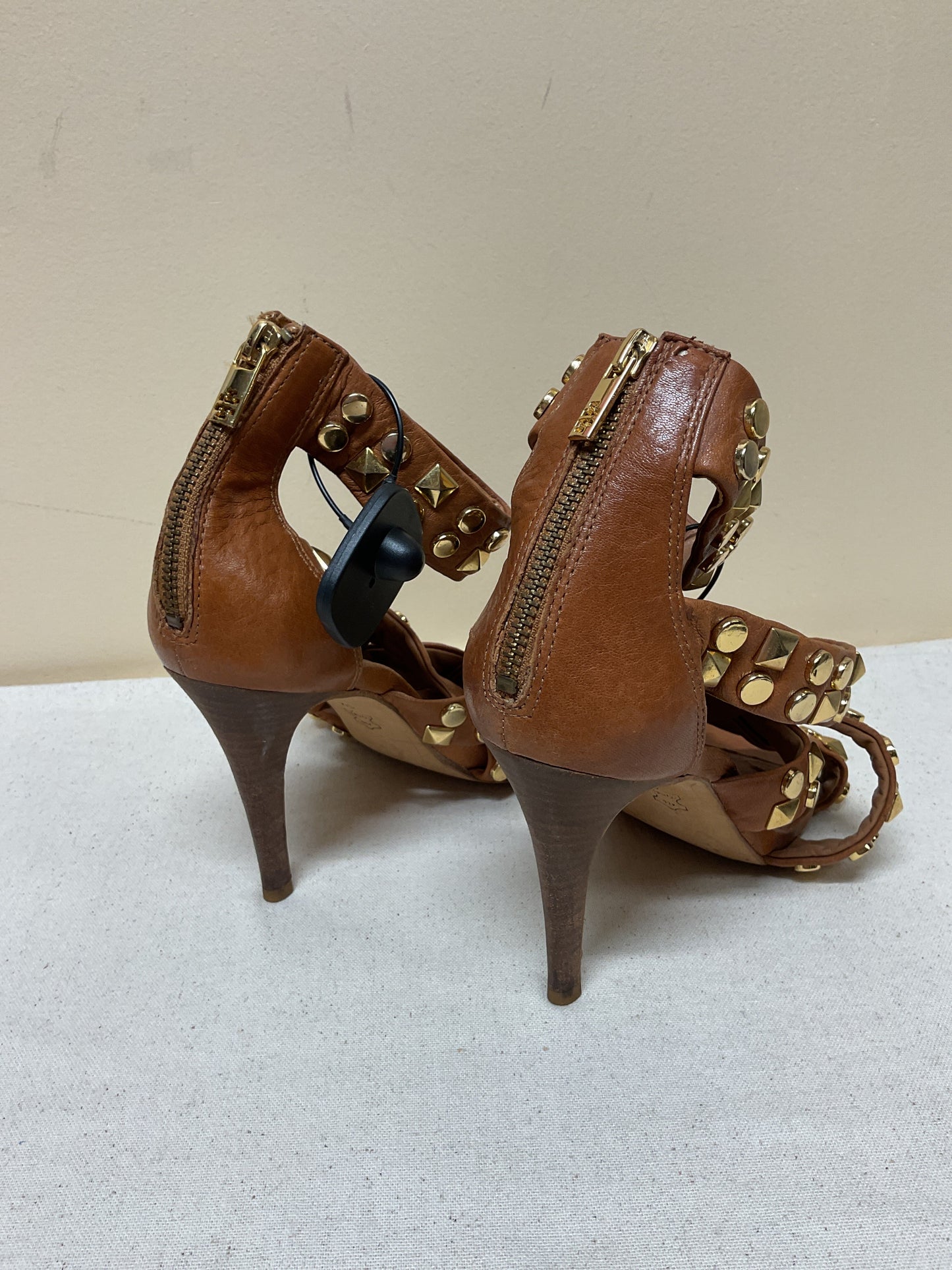 Shoes Designer By Tory Burch In Brown & Gold, Size:9