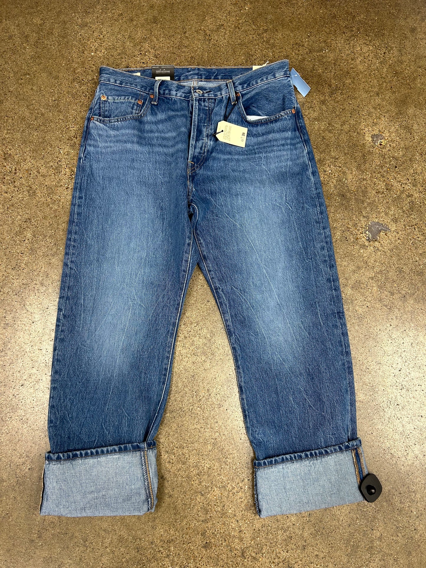 Jeans Straight By Levis In Blue Denim, Size:12