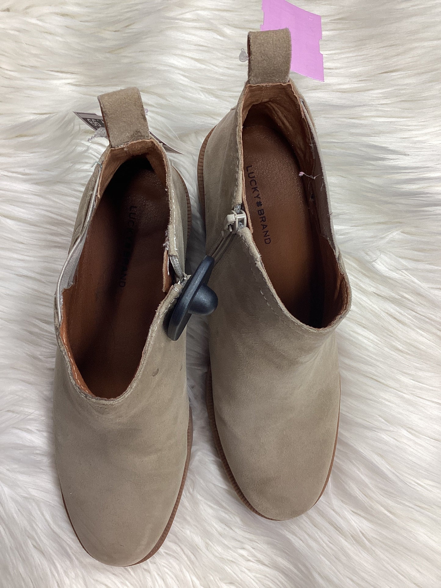 Boots Ankle Heels By Lucky Brand In Beige, Size:11