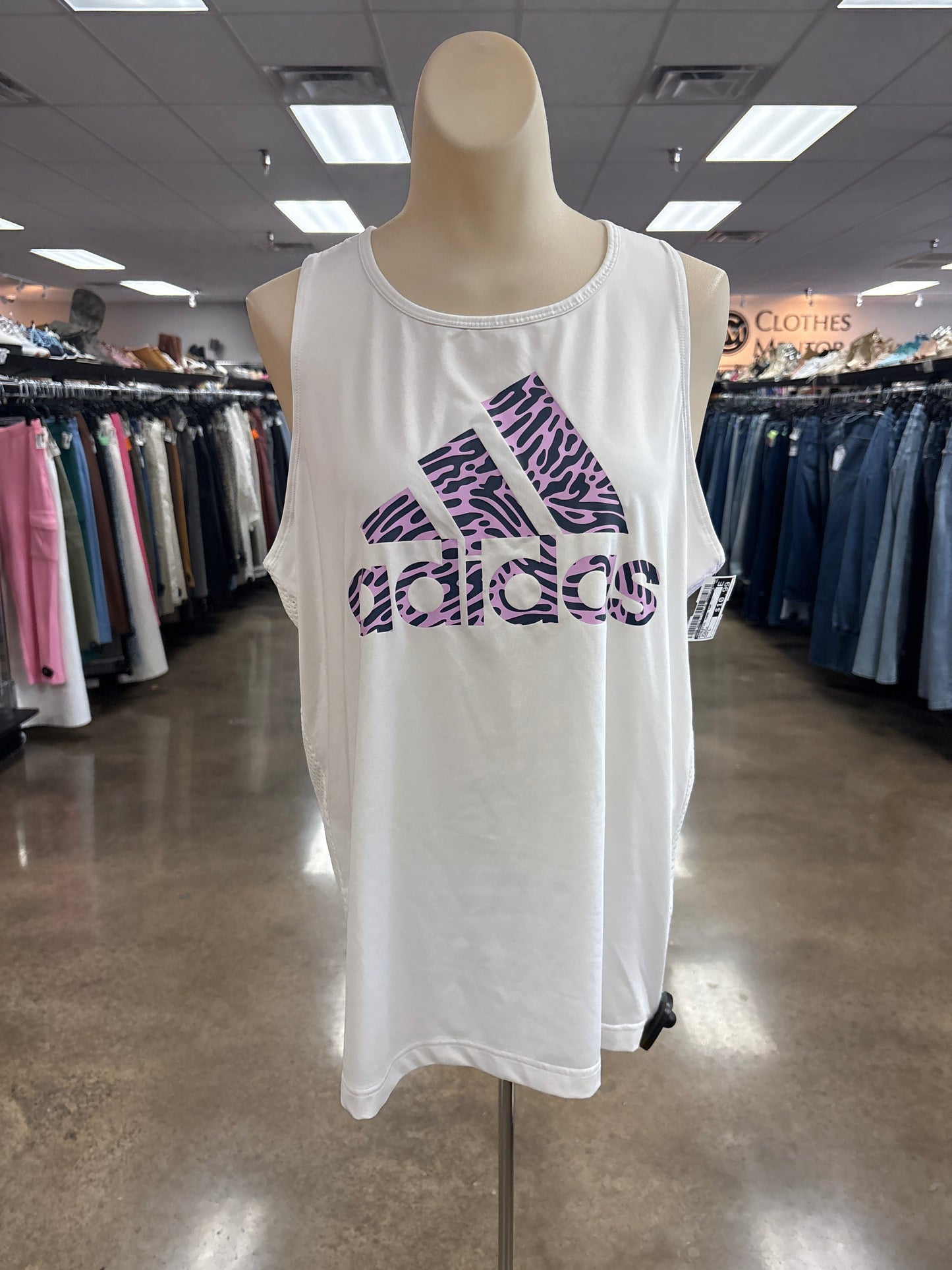 Athletic Tank Top By Adidas In White, Size:L