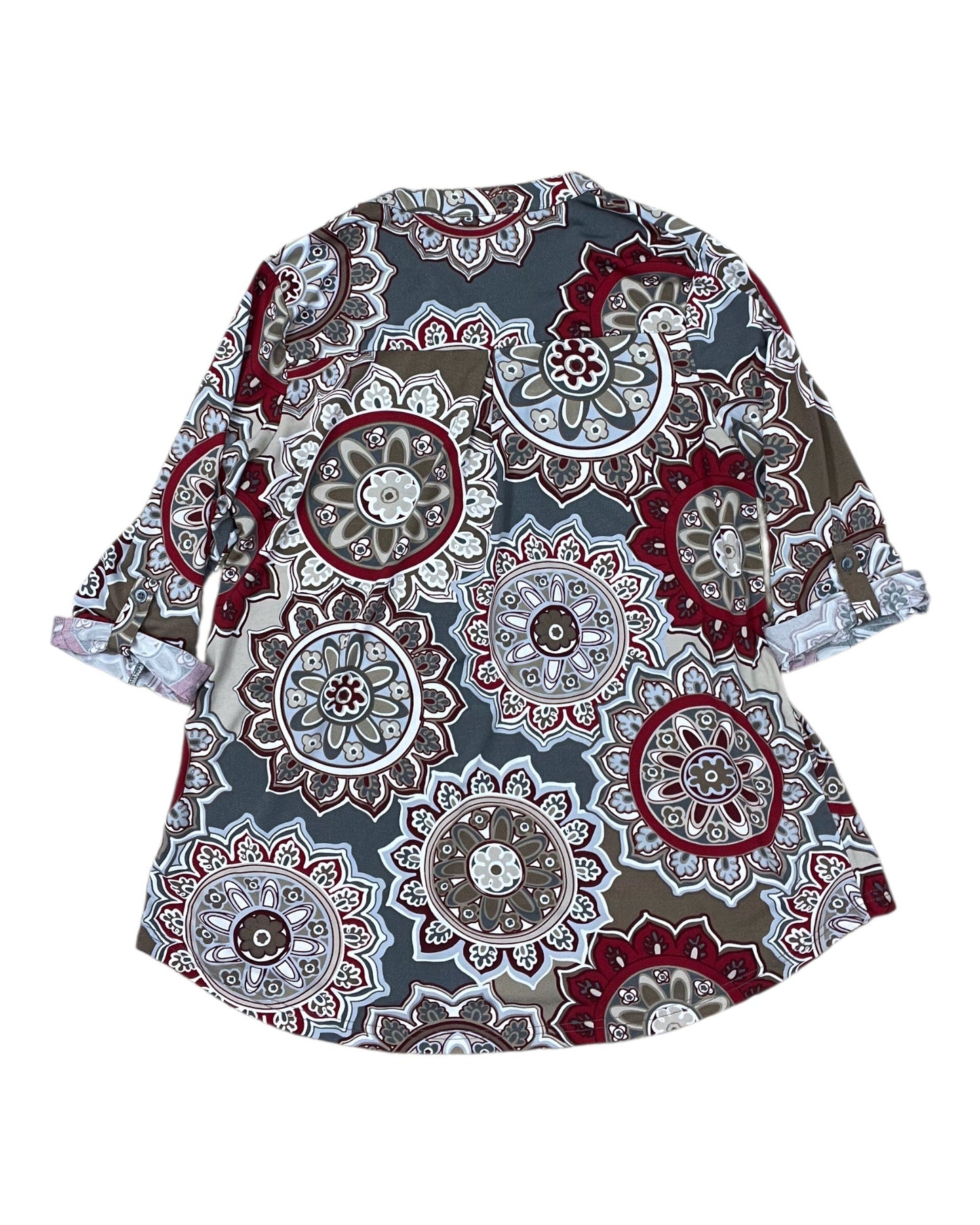 Top 3/4 Sleeve By Clothes Mentor In Red & Tan, Size:L