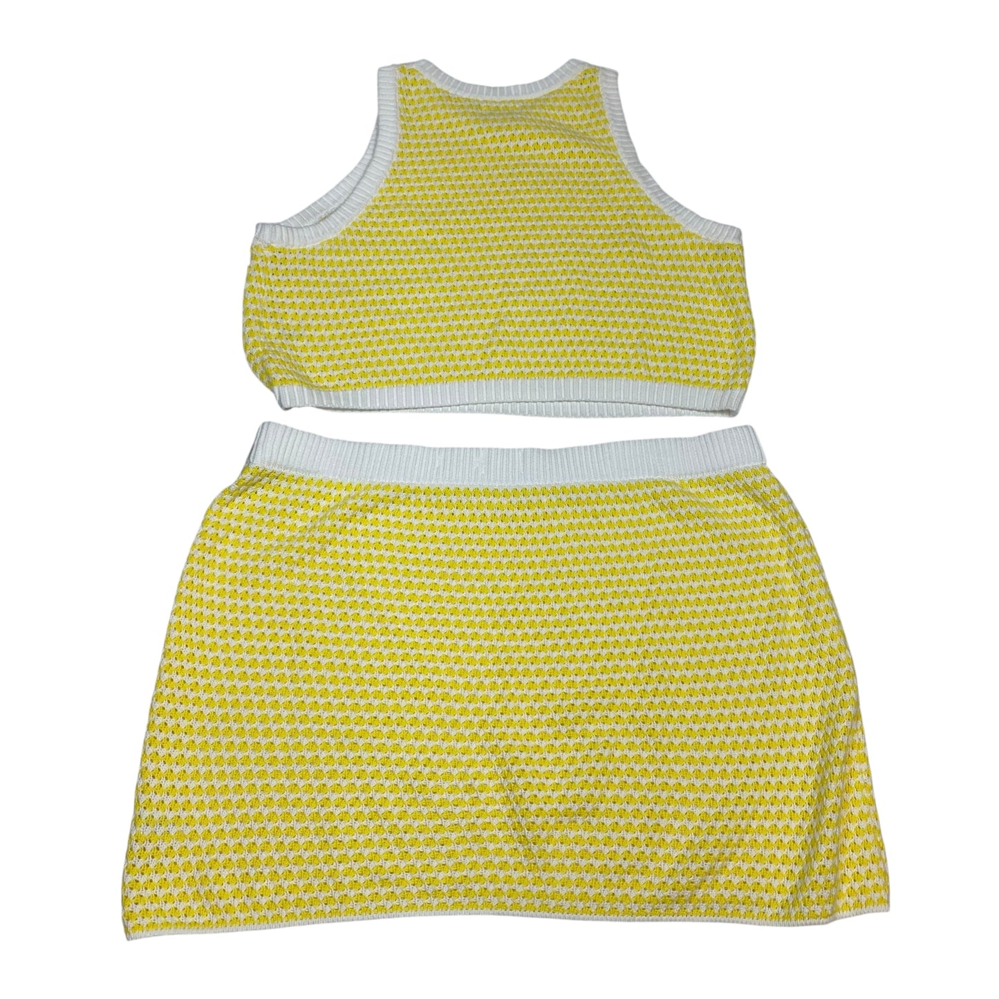 Skirt Set 2Pc By Future Collective In White & Yellow, Size:1X
