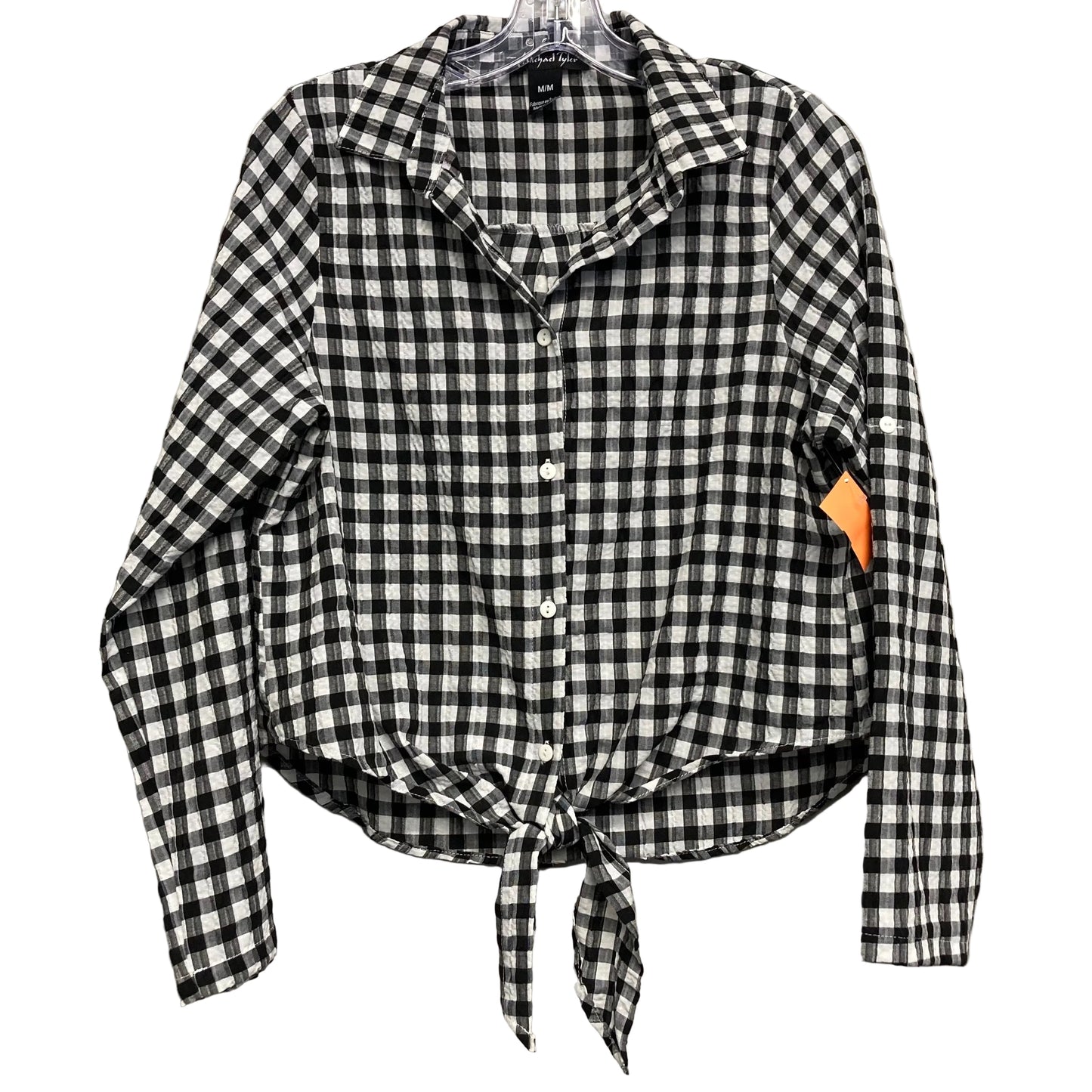 Top Ls By Michael Tyler In Checkered Pattern, Size:M