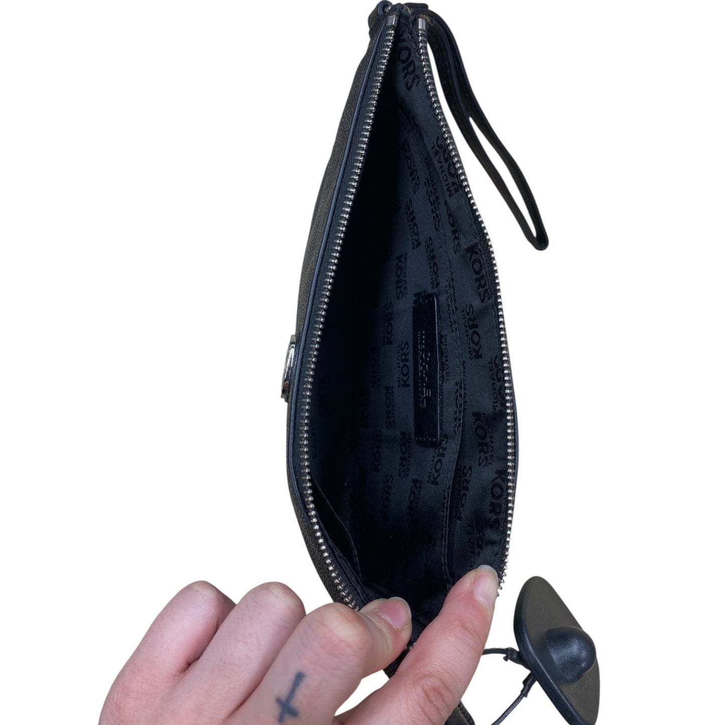 Wristlet Designer By Michael Kors In Black & Grey, Size:Large