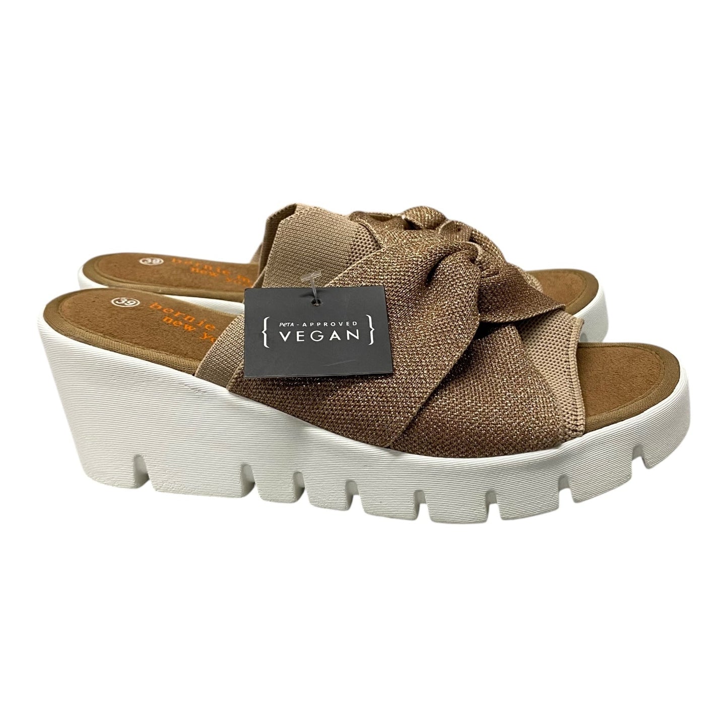 Sandals Heels Wedge By Bernie Mev In Rose Gold, Size:8.5