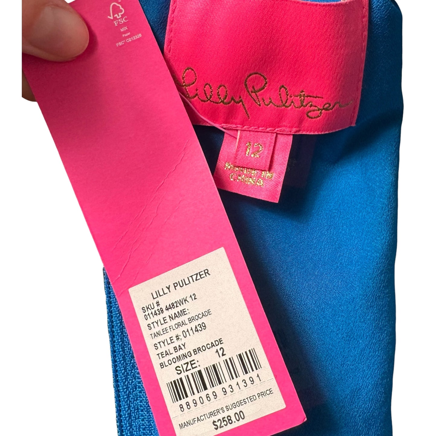 Tanlee Floral Brocade Dress Designer By Lilly Pulitzer In Teal Bay Blooming Brocade, Size: 12