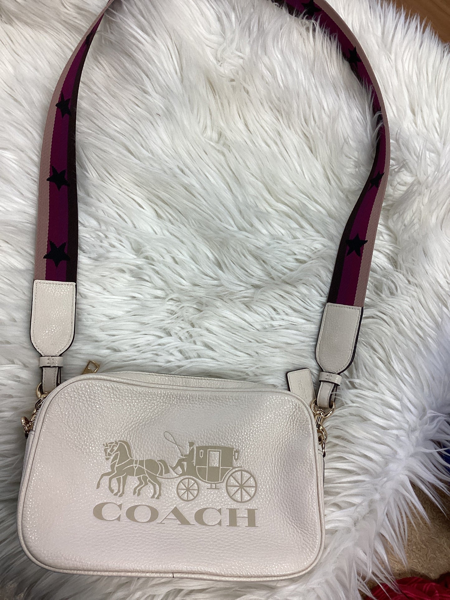 Handbag Designer By Coach In Cream, Size:Medium