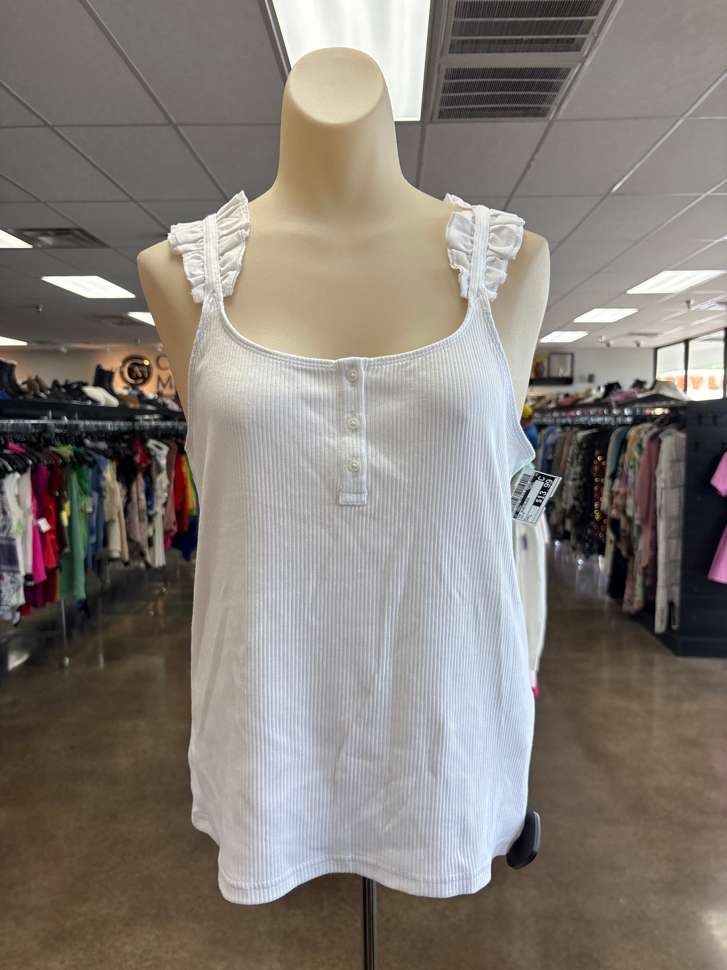 Top Sleeveless By J. Crew In White, Size:L