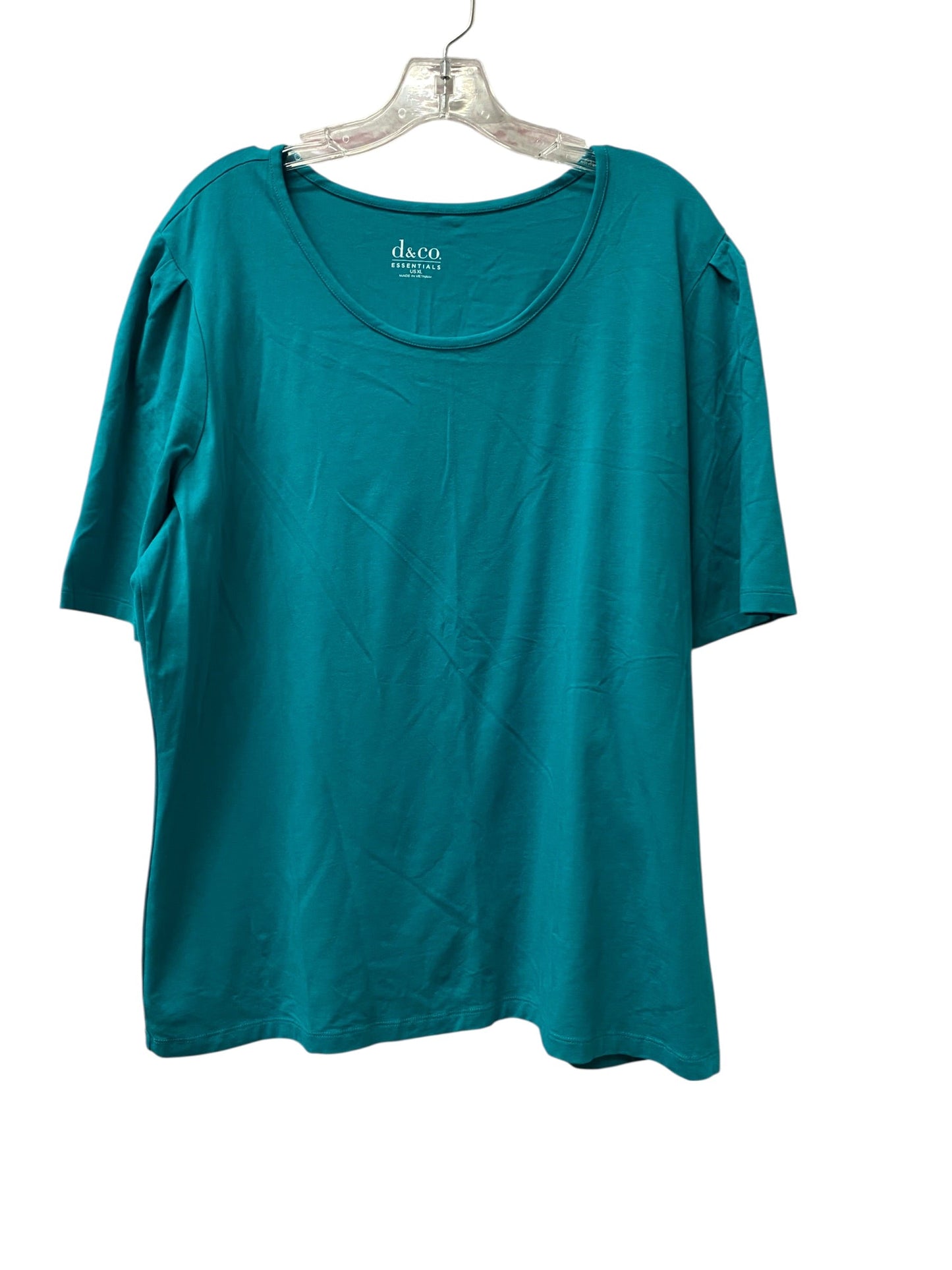 Top Ss Basic By Denim And Co Qvc In Teal, Size:Xl