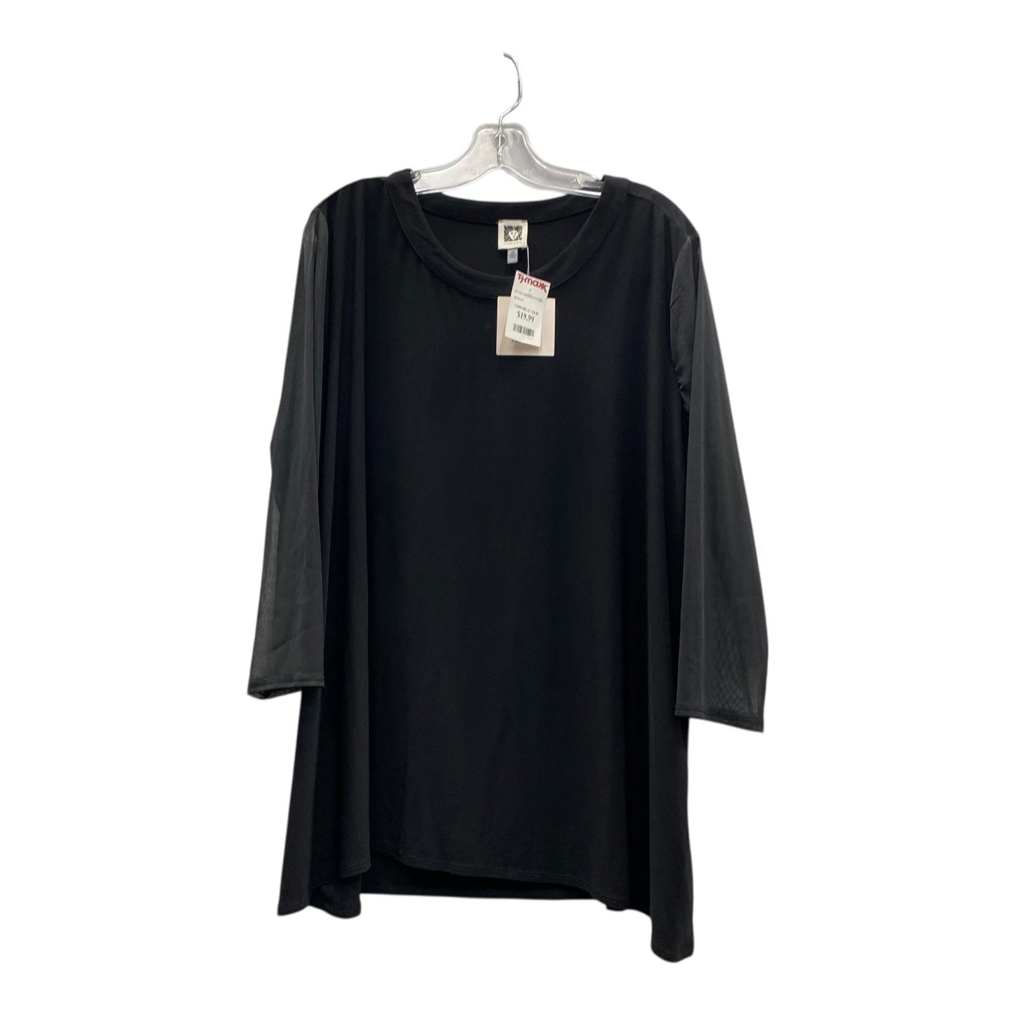 Top 3/4 Sleeve By Anne Klein In Black, Size:2X