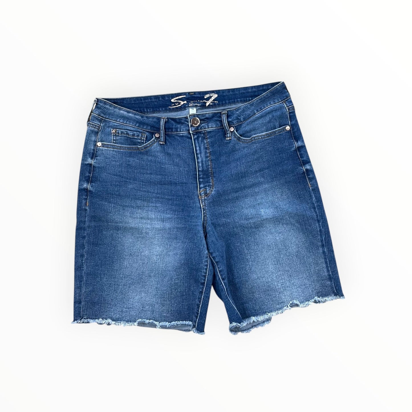 Shorts By Seven 7 In Blue Denim, Size:14