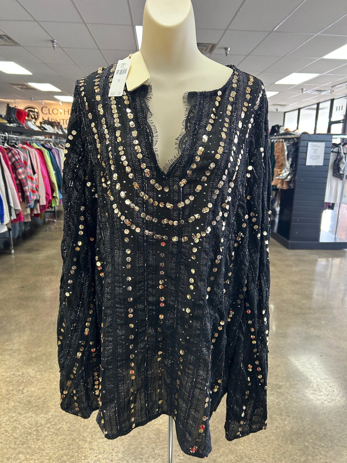 Top Ls By Let Me Be In Black & Gold, Size:M