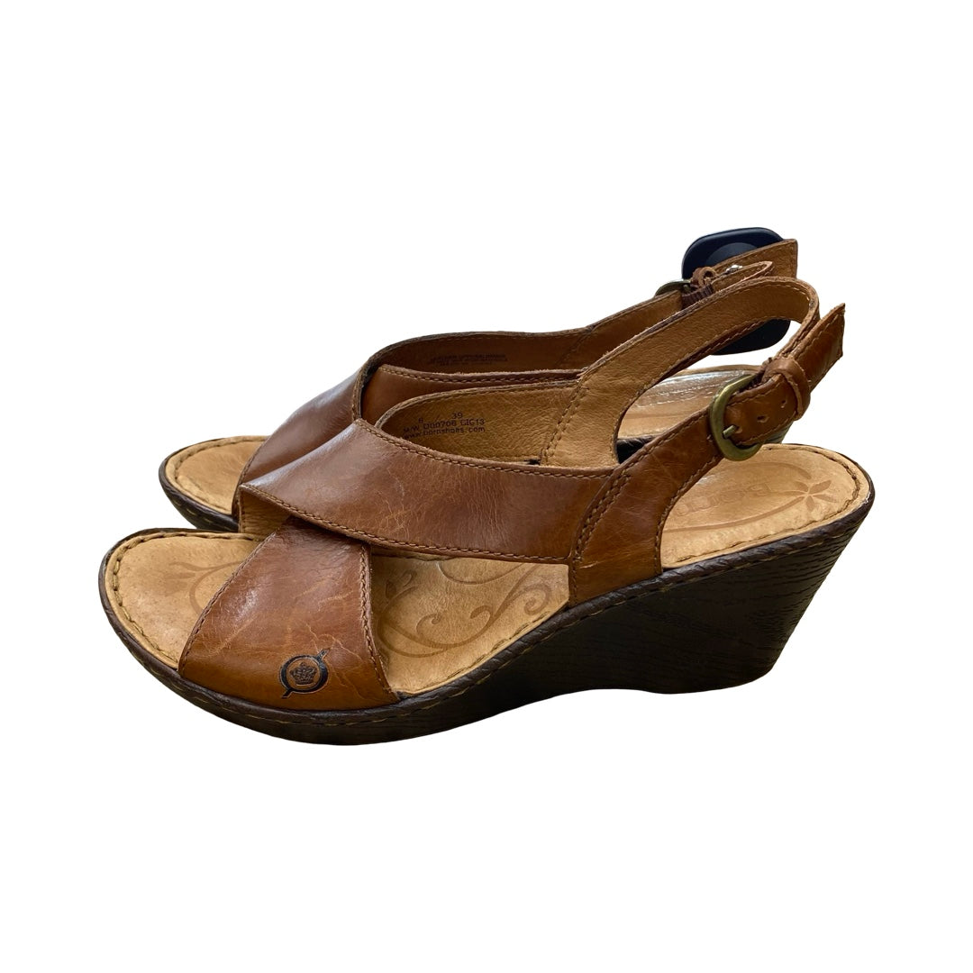 Sandals Heels Wedge By Born In Brown, Size:8
