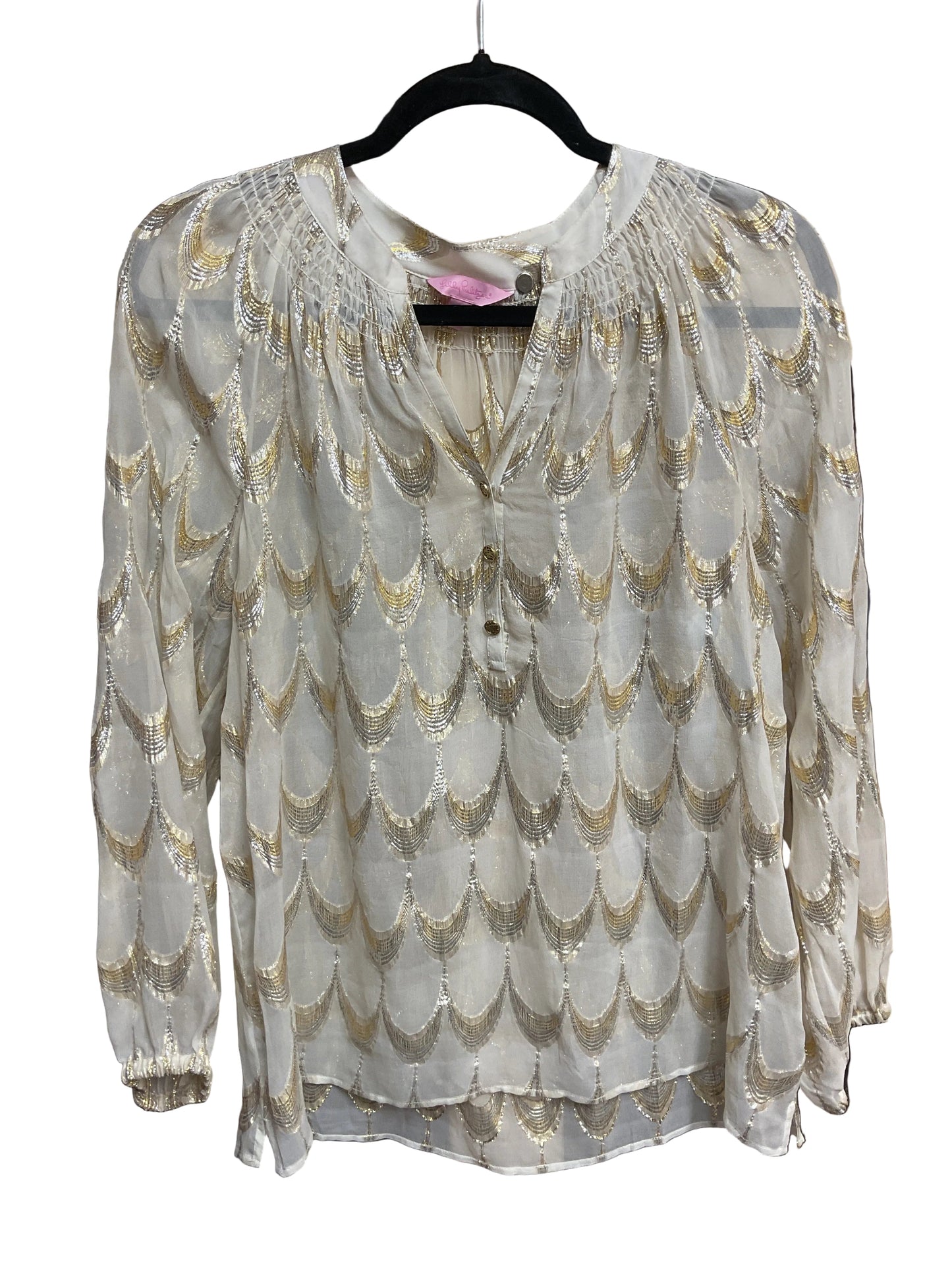 Blouse Designer By Lilly Pulitzer In Gold & Silver, Size:S