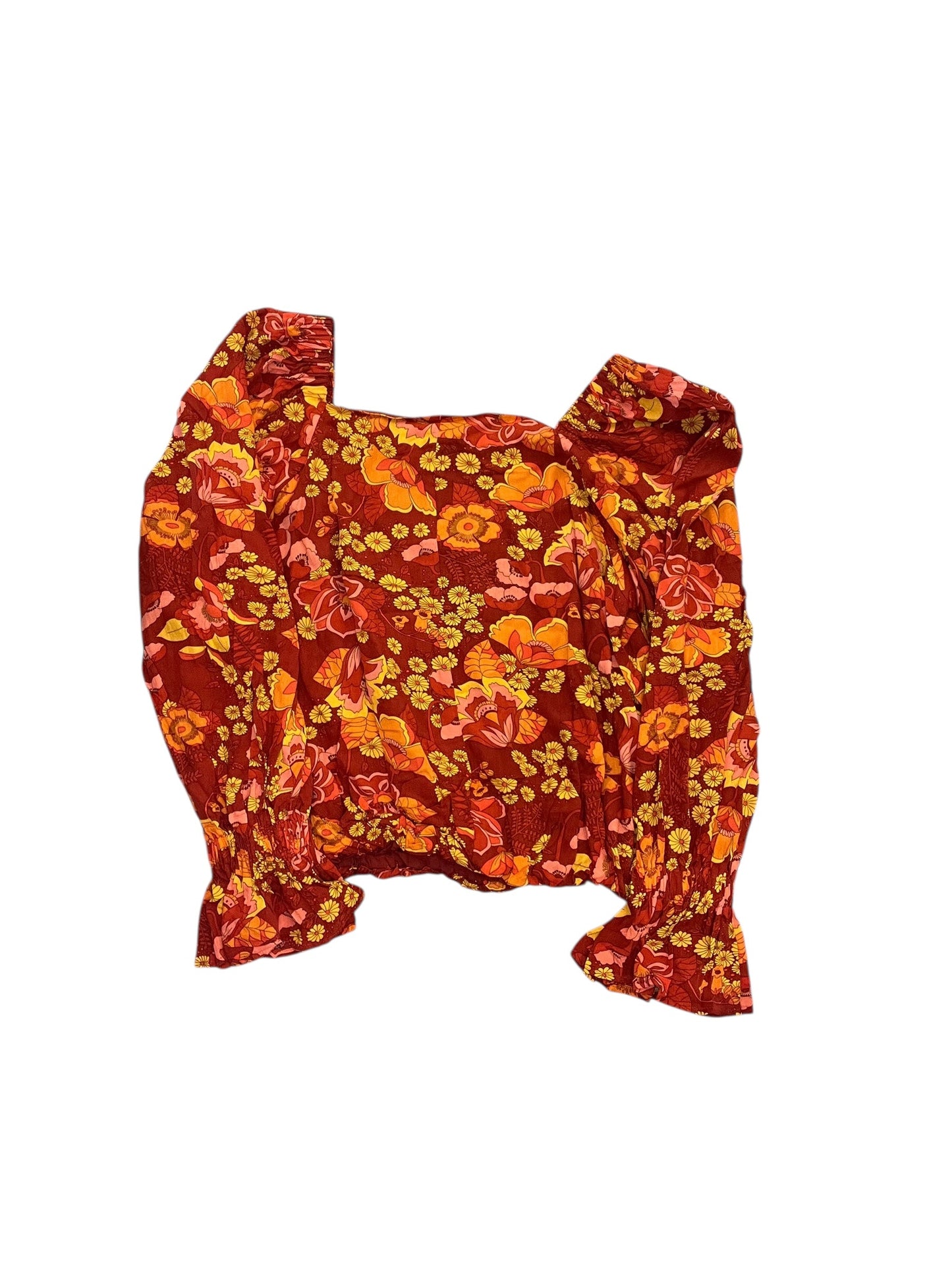 Blouse Ls By Easel In Red, Size:1X