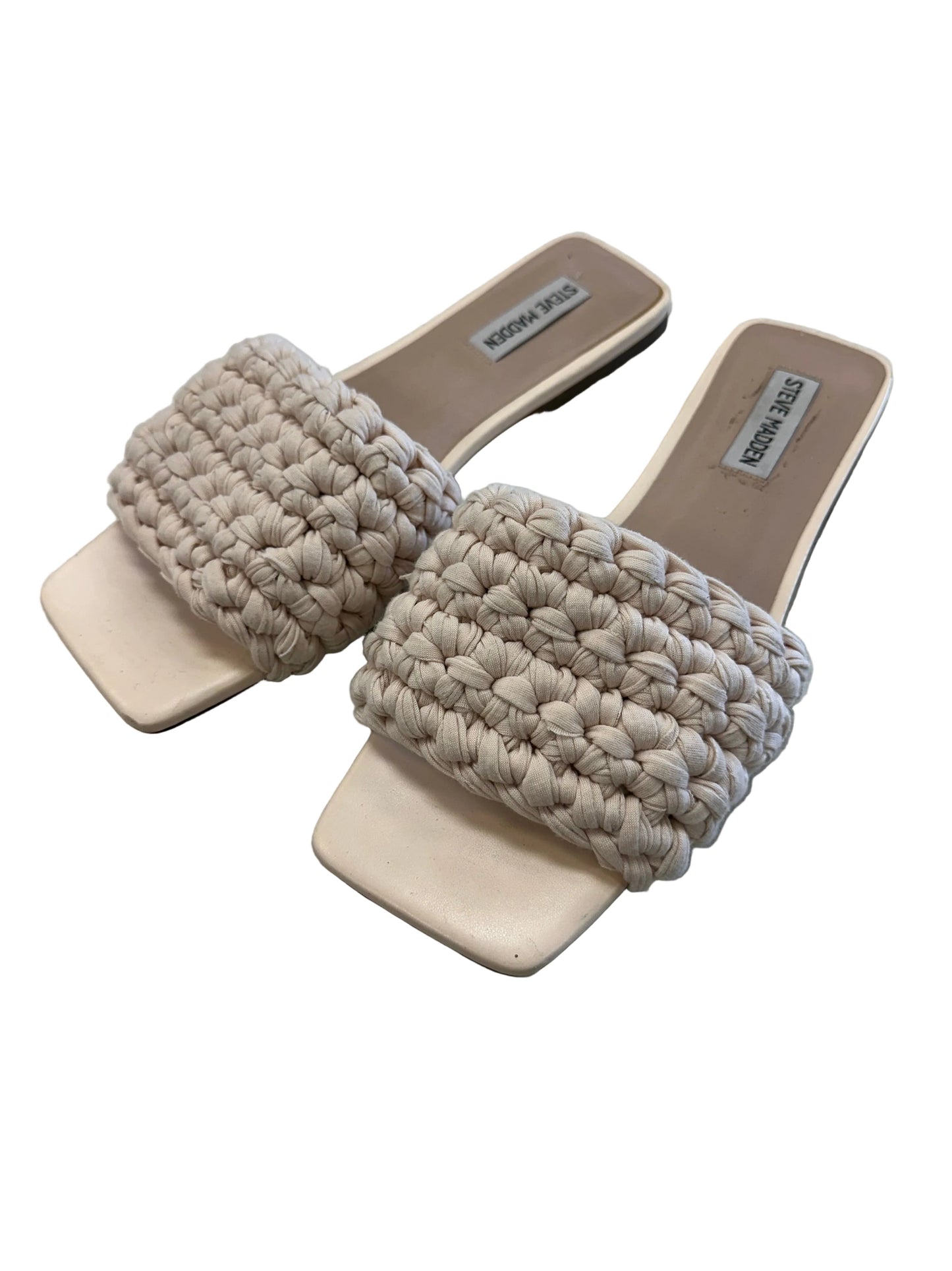 Sandals Flats By Steve Madden In White, Size:9.5