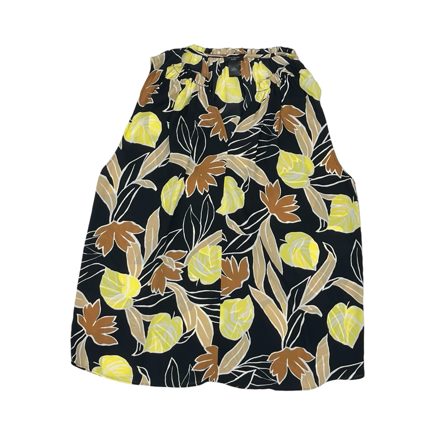 Blouse Sleeveless By Ann Taylor In Blue & Yellow, Size:Lp