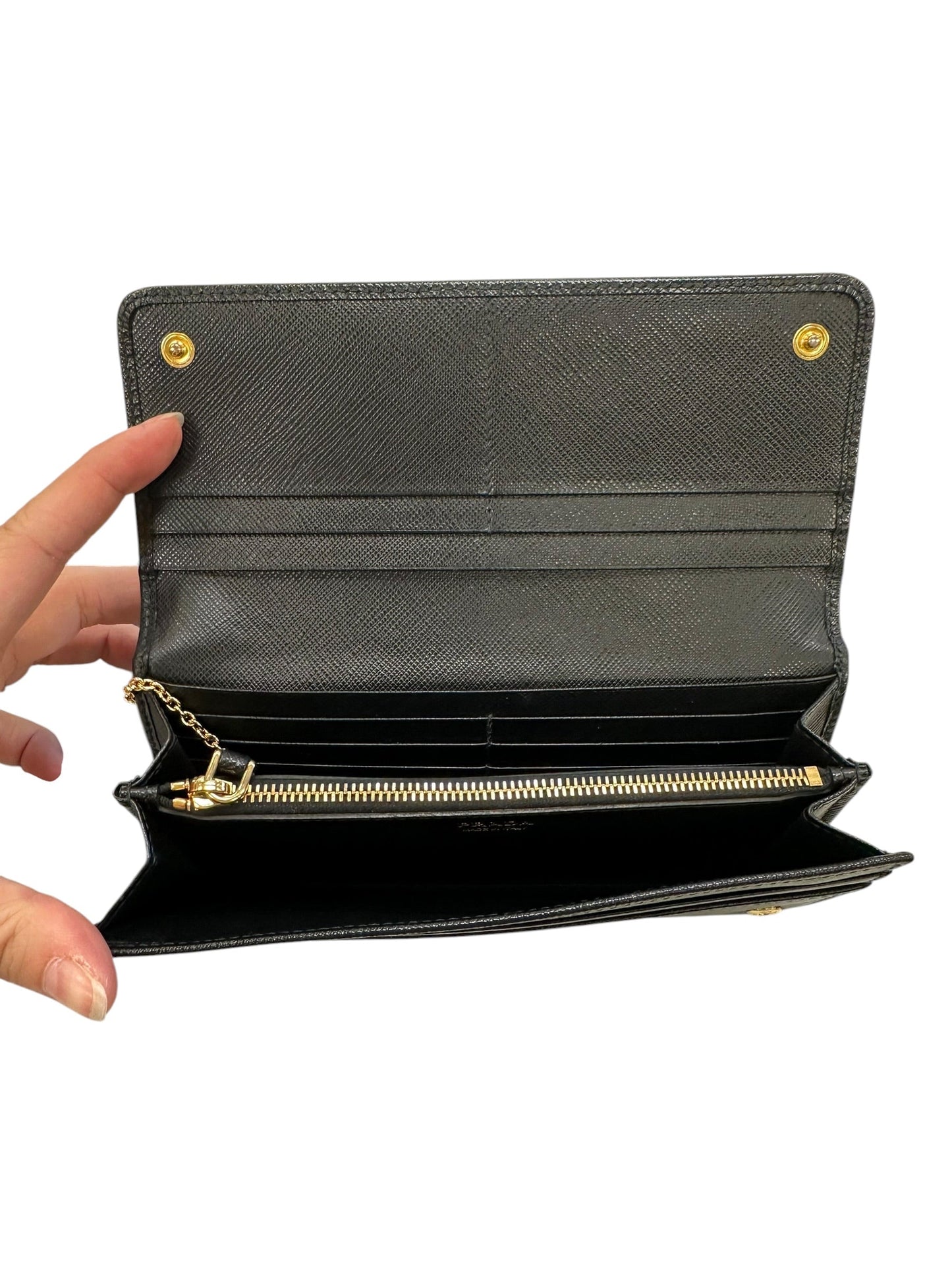Wallet Luxury Designer By Prada In Black, Size:Large