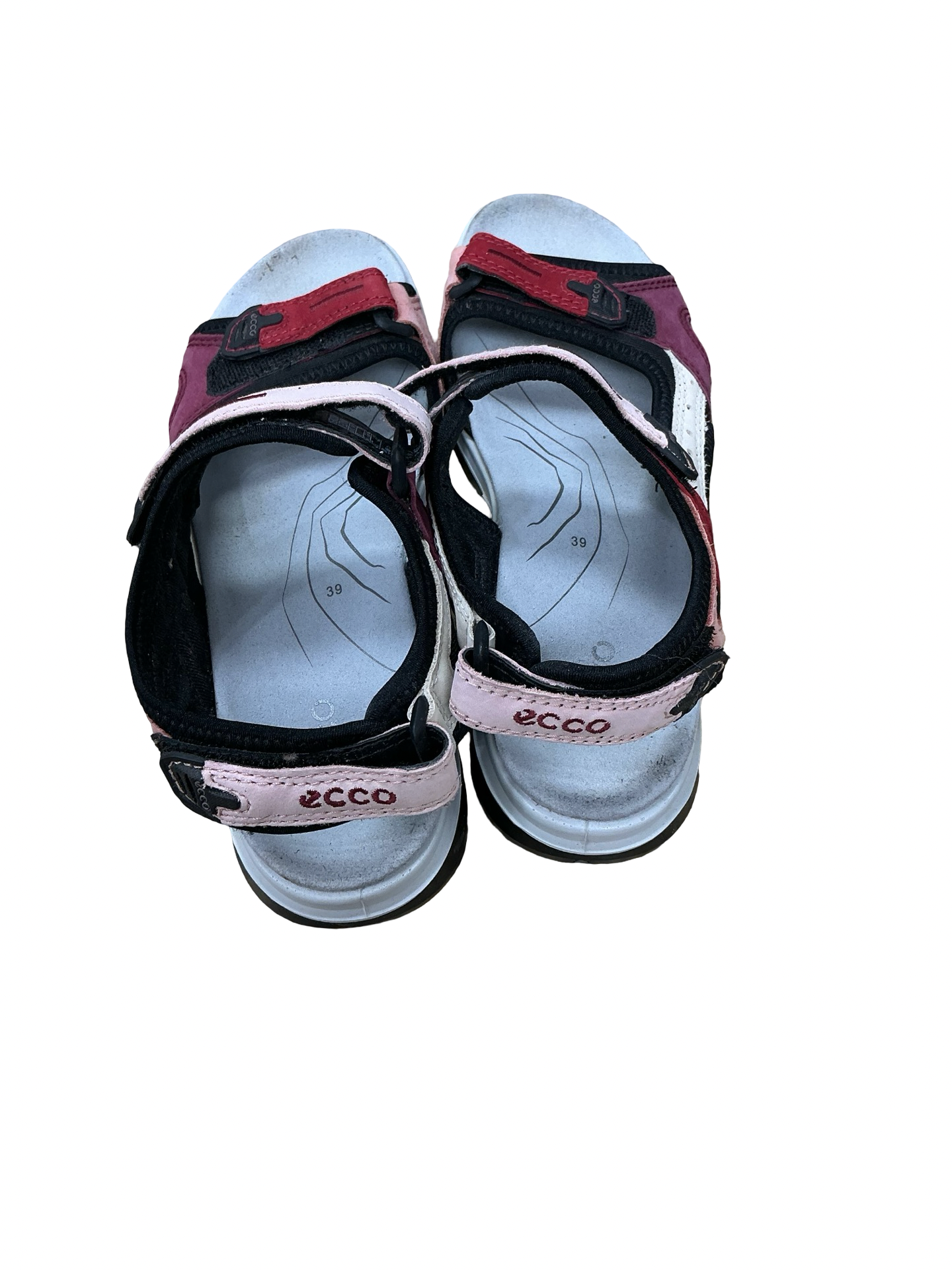 Sandals Flats By Ecco In Pink & Red, Size:8.5