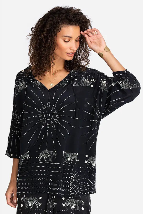 Biya Alisha blouse long sleeve By Johnny Was In Black, Size: Xl
