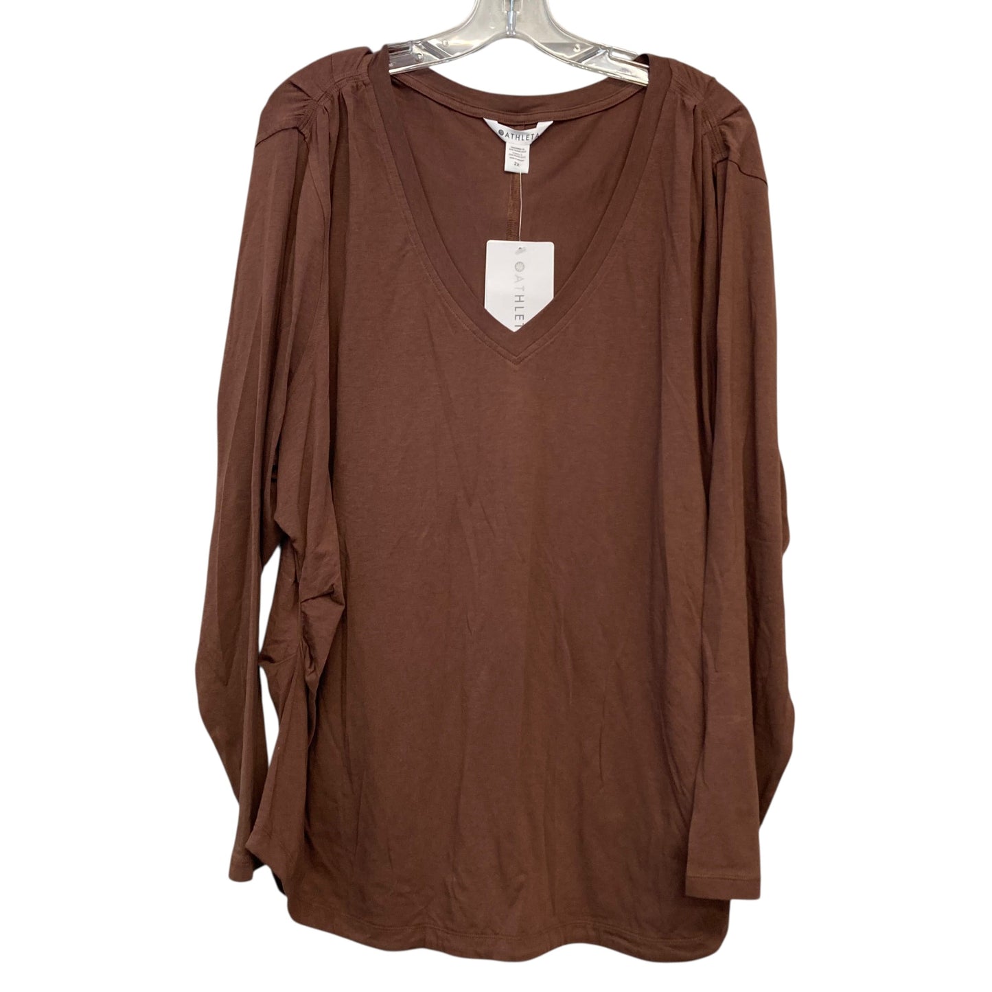 Athletic Top Ls Crewneck By Athleta In Brown, Size:2X