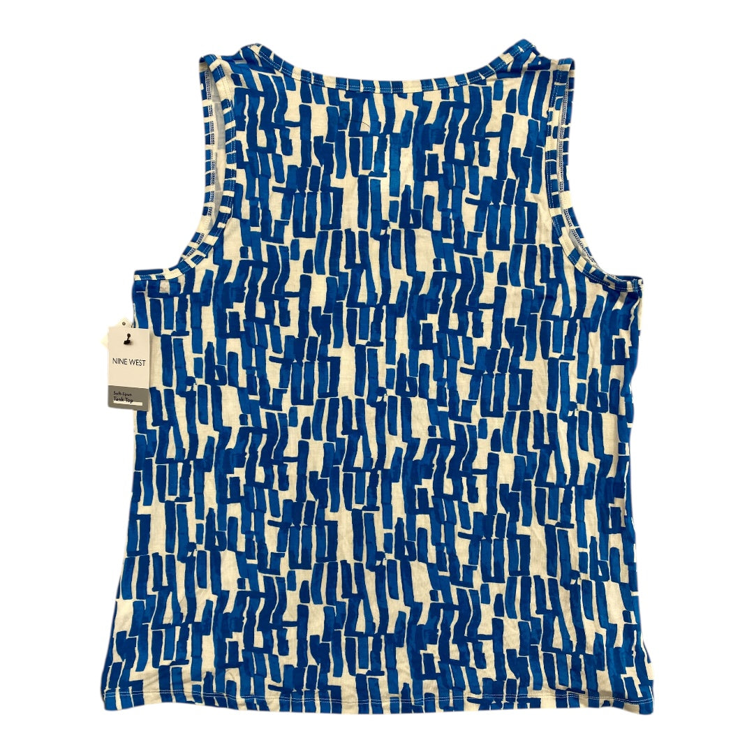 Top Sleeveless By Nine West In Blue & White, Size:L